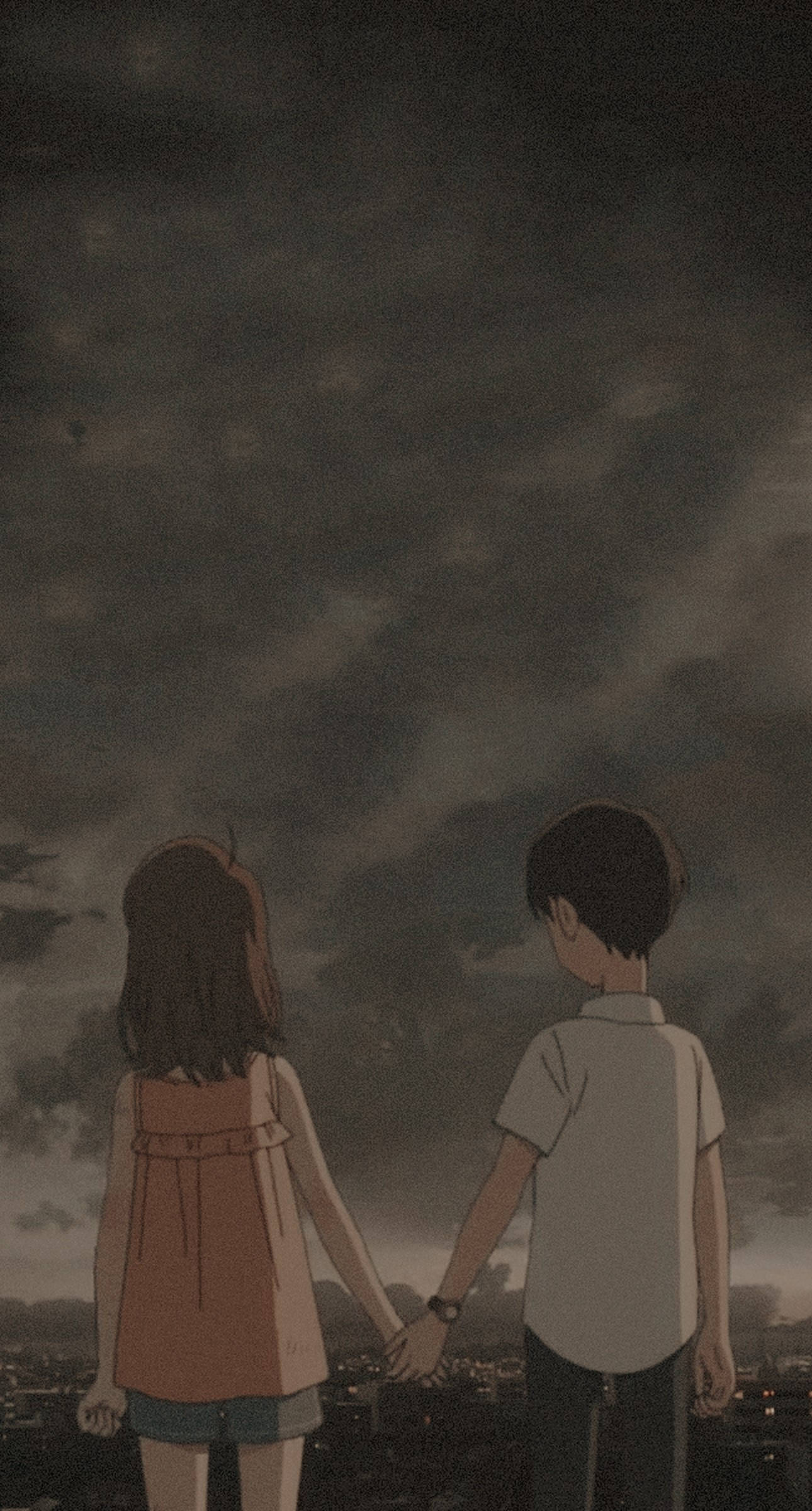 A Whisker Away, children, stormy sky, Full HD Phone Wallpaper