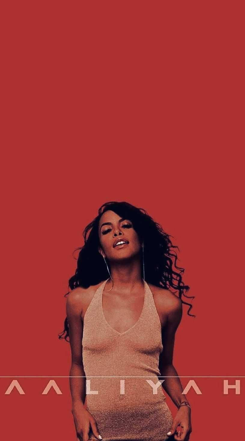 Aaliyah, shimmering beige dress, bold red background, HD Phone Wallpaper