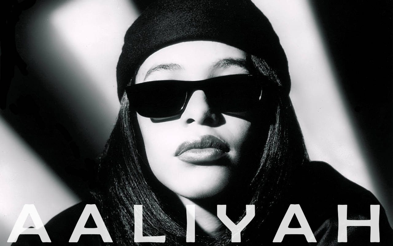 Aaliyah, black and white portrait, sunglasses, HD Desktop Wallpaper