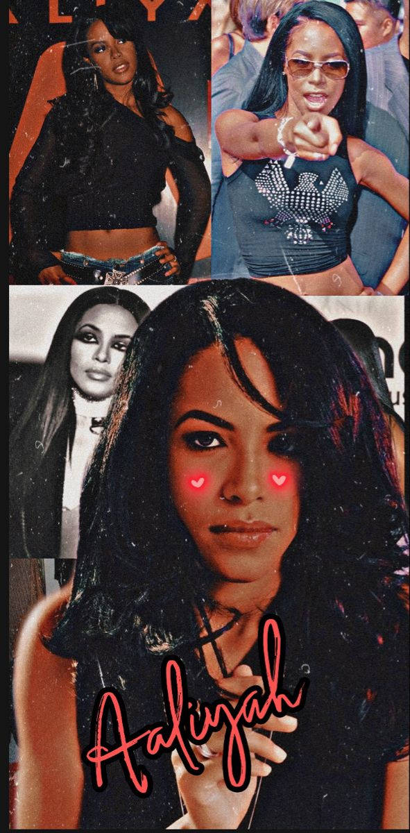 Aaliyah, red script, heart emojis, SD Phone Wallpaper