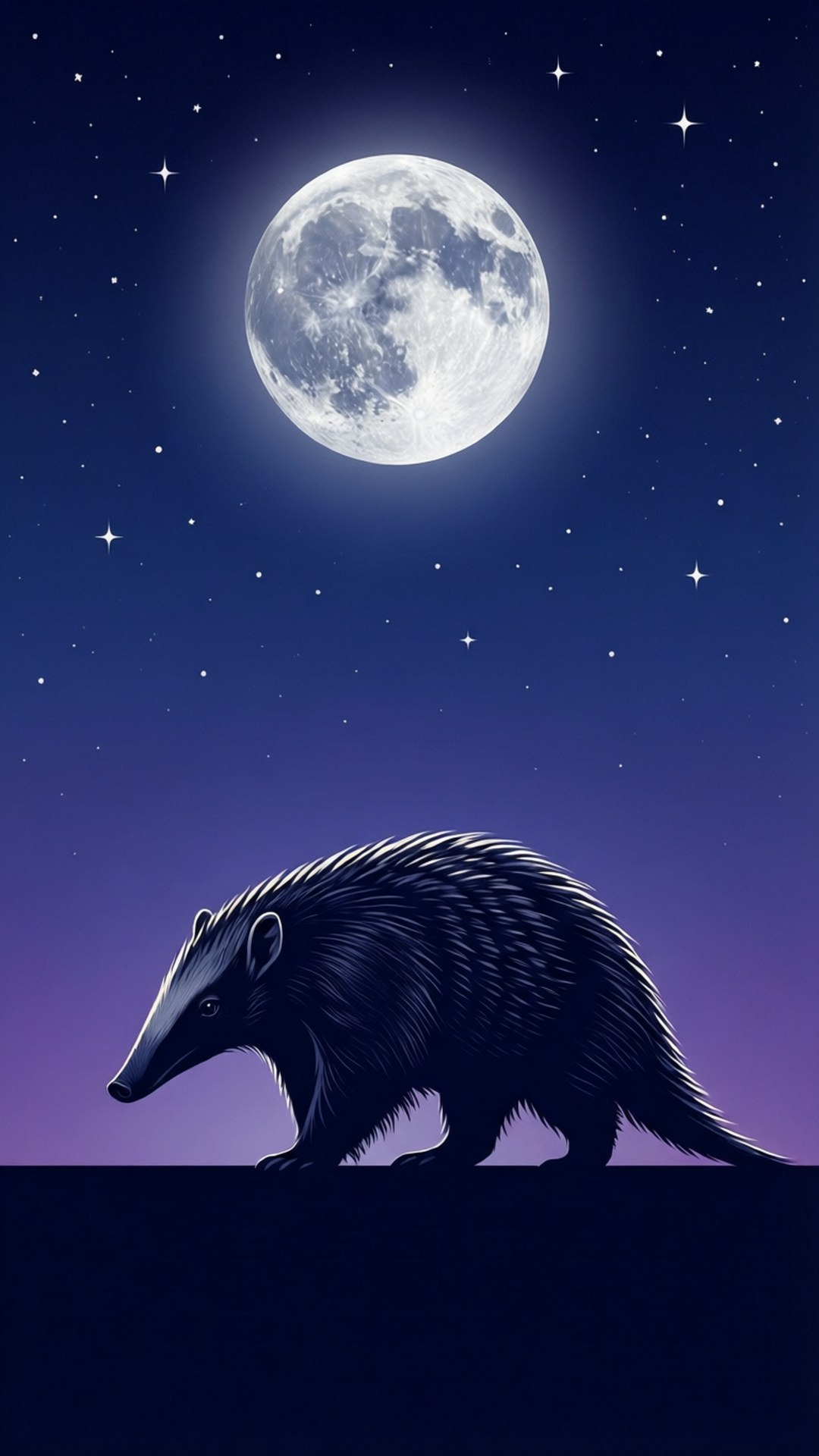 moonlit aardvark, twilight sky, full moon, Full HD Phone Wallpaper
