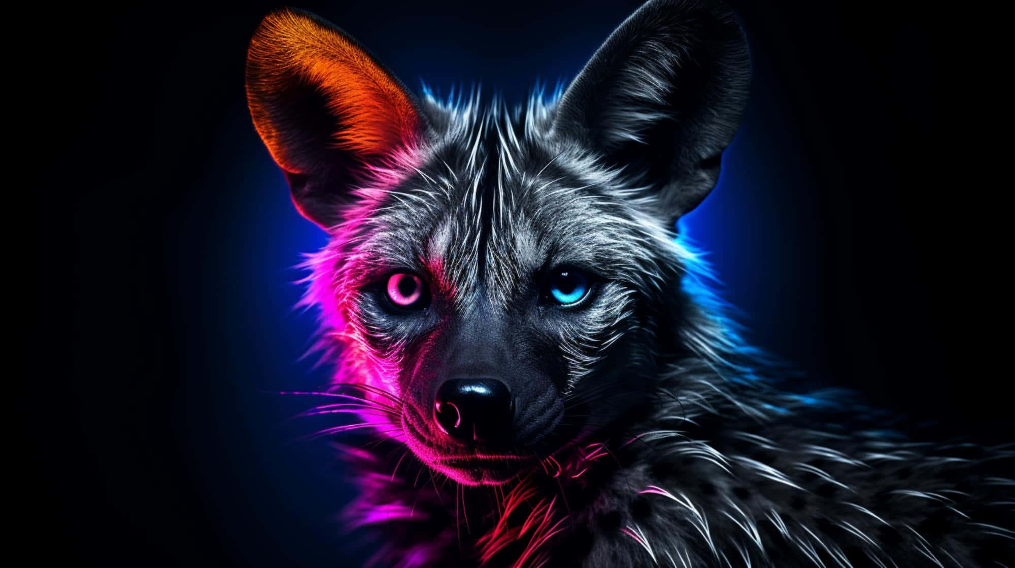 Aardwolf, neon pink, neon blue, Full HD Desktop Wallpaper