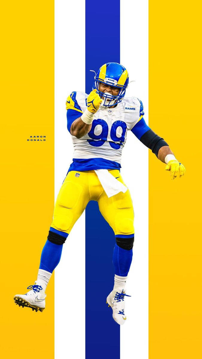 Aaron Donald, blue and yellow football jersey, vertical stripes, SD Phone Wallpaper
