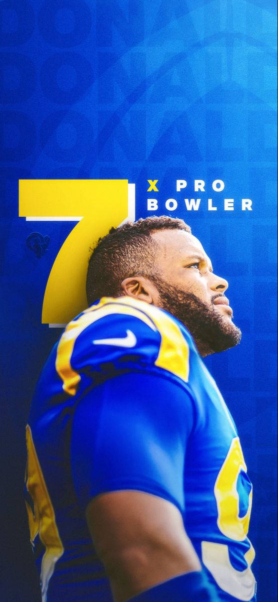 Aaron Donald, blue and yellow uniform, bold blue background, SD Phone Wallpaper