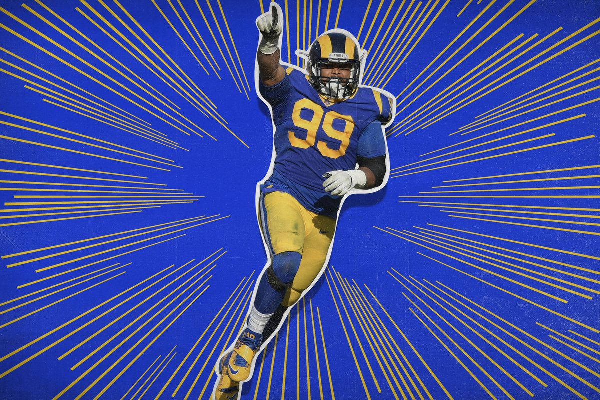 Aaron Donald, blue jersey, number 99, SD Desktop Wallpaper