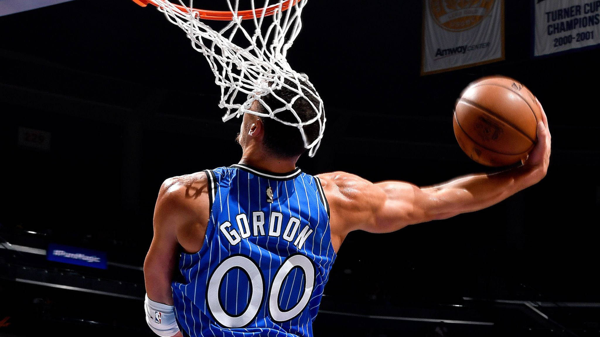 Aaron Gordon, 00 jersey, blue pinstripe jersey, Full HD Desktop Wallpaper