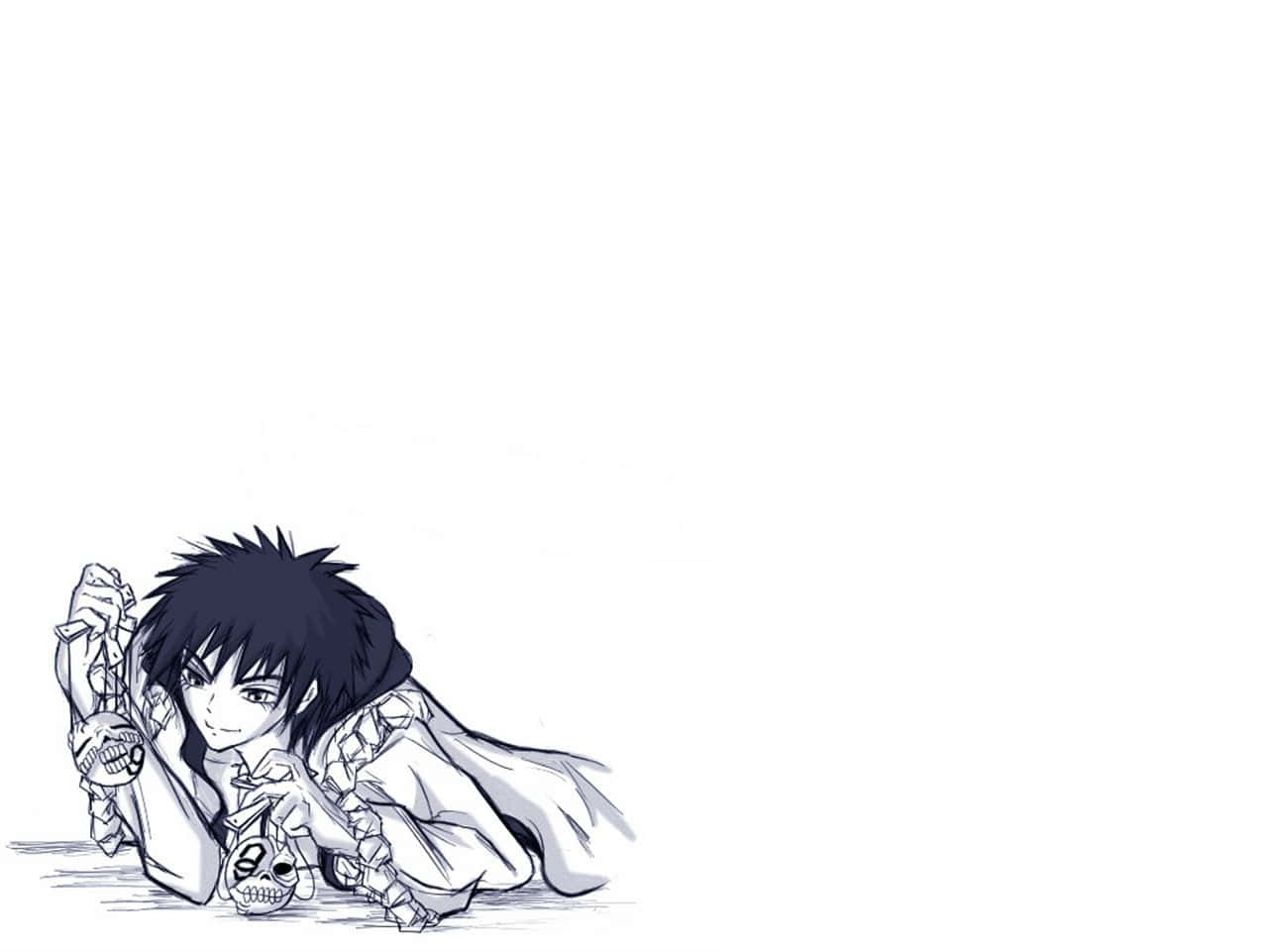 Aaroniero Arruruerie, spiky hair, skull-themed object, HD Desktop Wallpaper