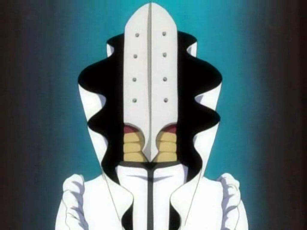 Aaroniero Arruruerie, white and black armored mask, glowing red eyes, SD Desktop Wallpaper