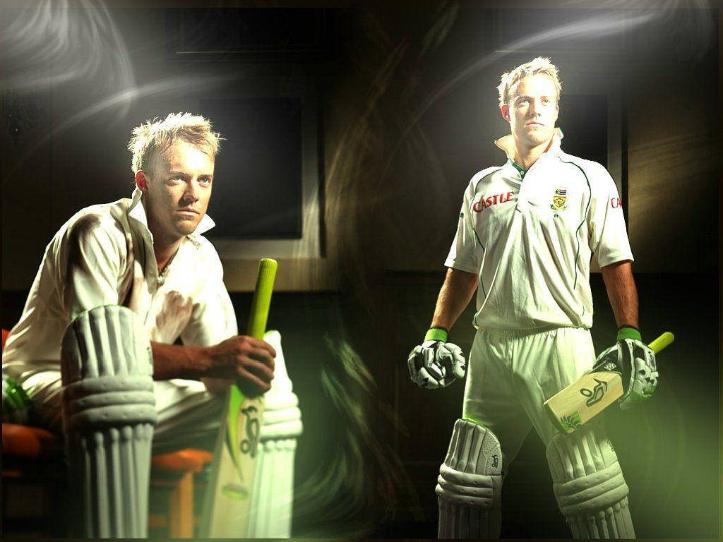 Ab De Villiers, white South African jersey, green bats, SD Desktop Wallpaper