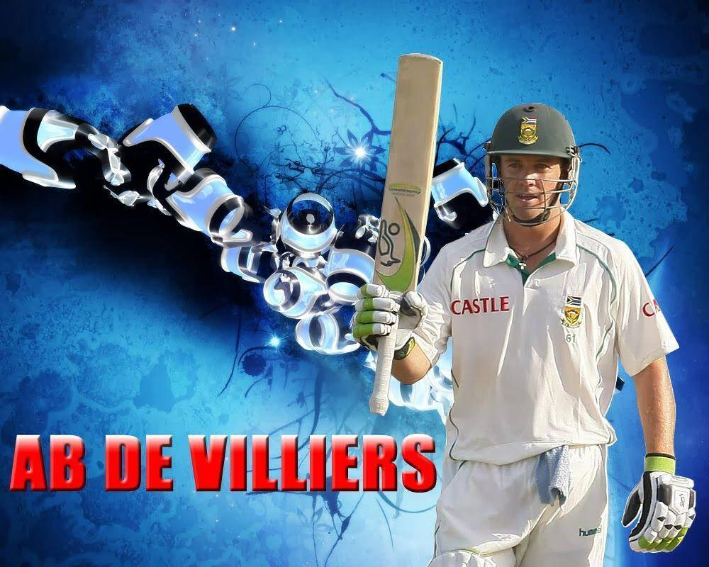 Ab De Villiers, white uniform, bat, SD Desktop Wallpaper
