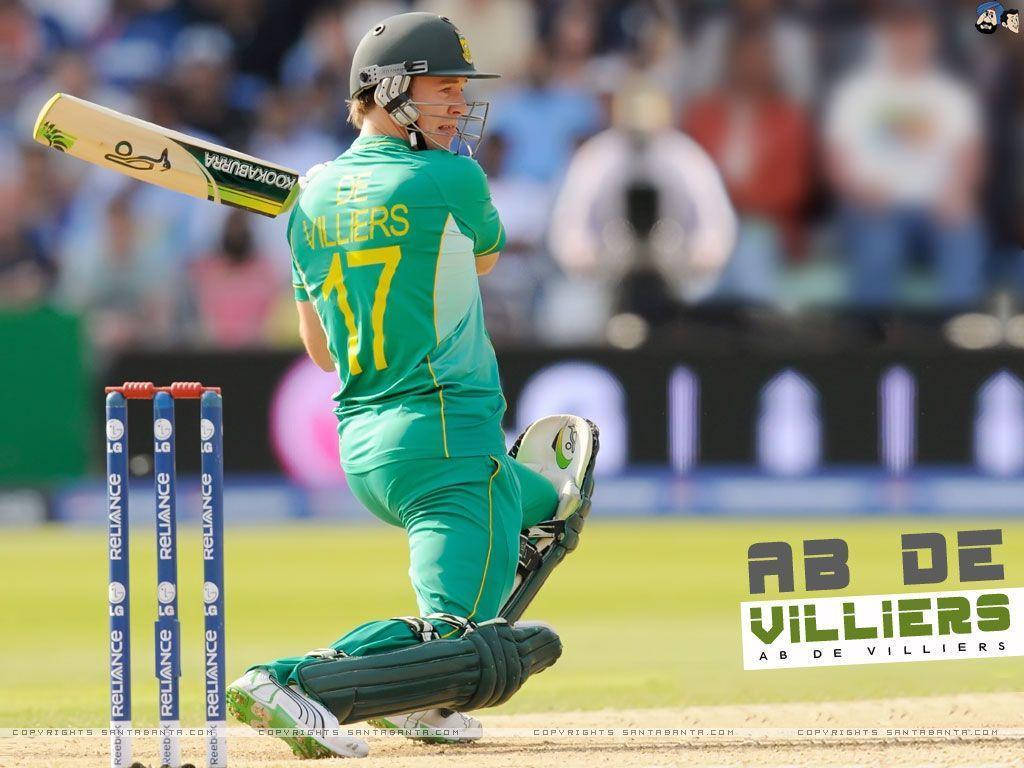 AB de Villiers, green uniform, mid-swing, SD Desktop Wallpaper