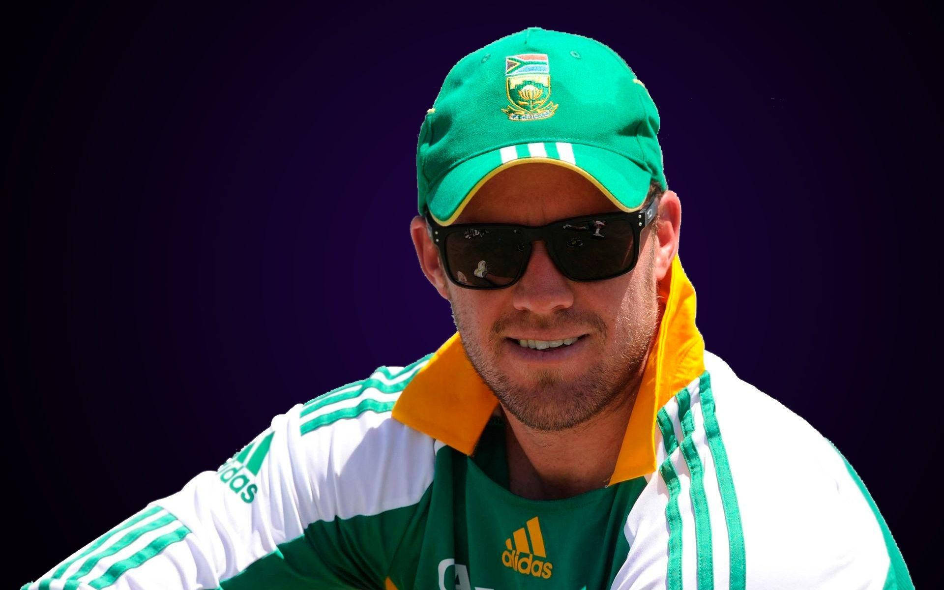 Ab De Villiers, green and yellow South African team gear, sunglasses, Full HD Desktop Wallpaper