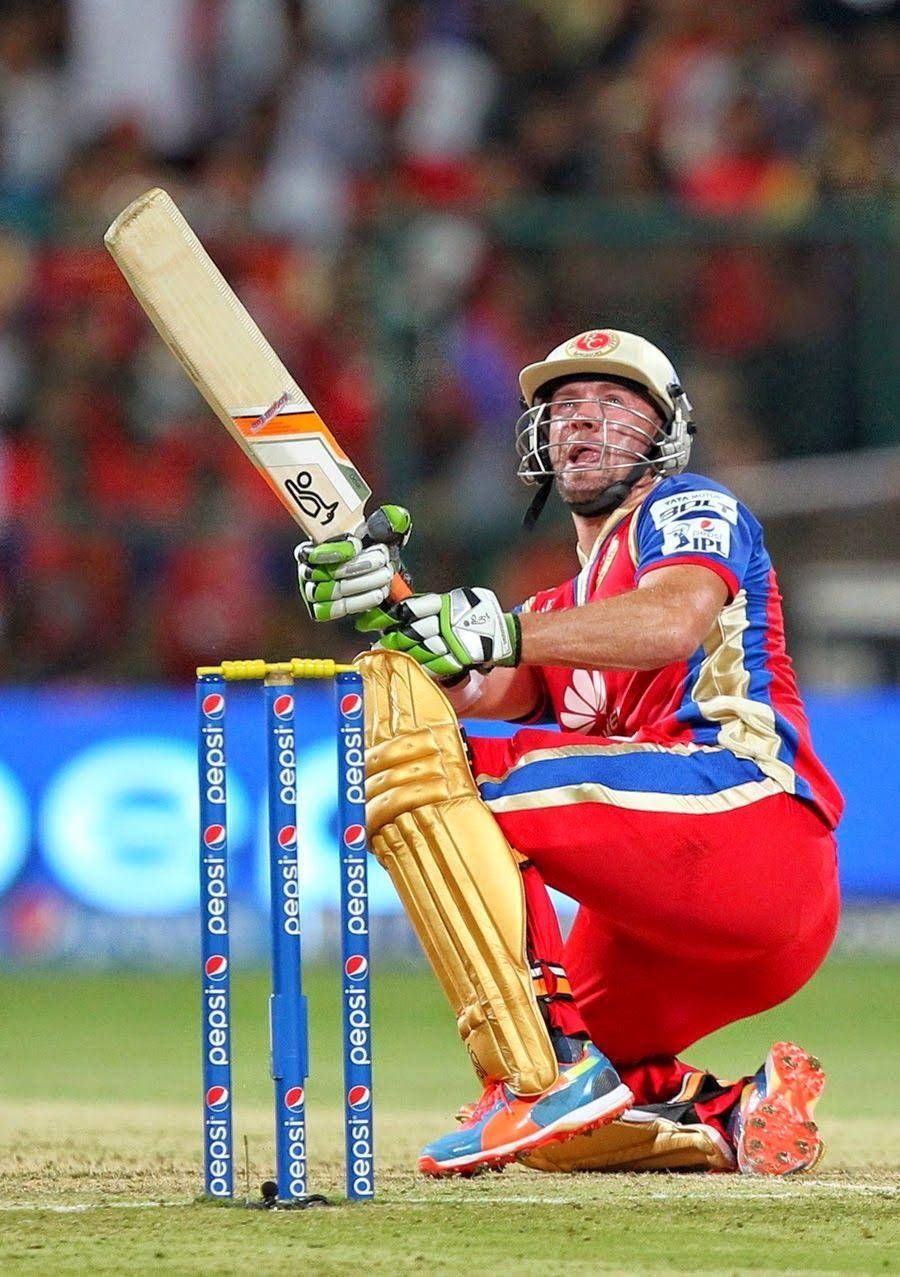 Ab De Villiers, red blue and gold uniform, bat, SD Phone Wallpaper