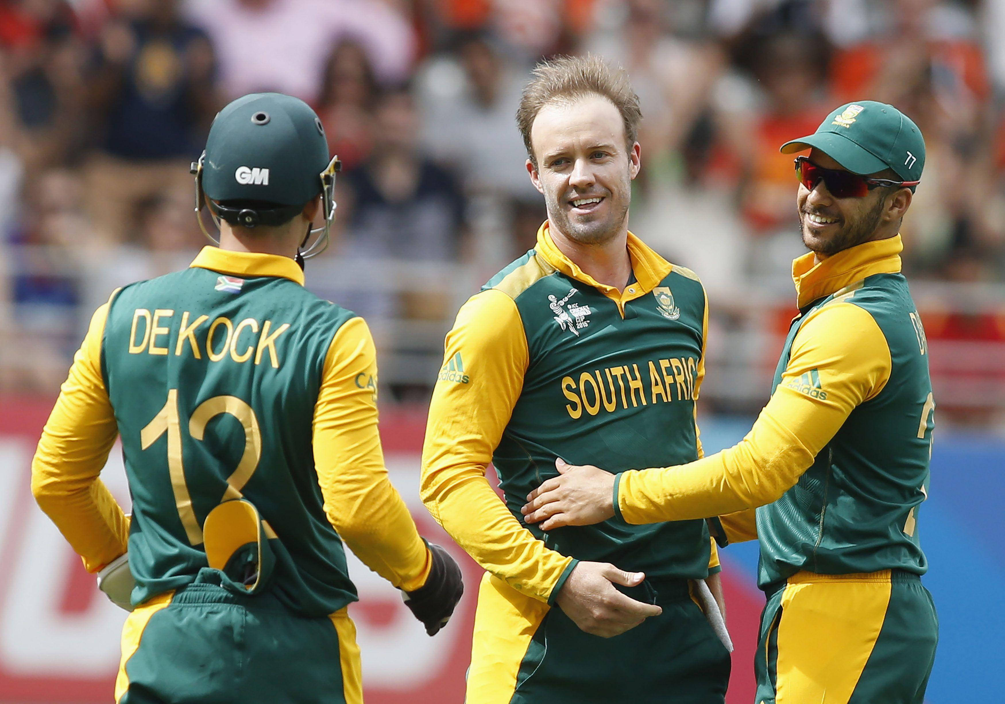 Ab De Villiers, South African cricket players, green and yellow uniforms, 2K Desktop Wallpaper
