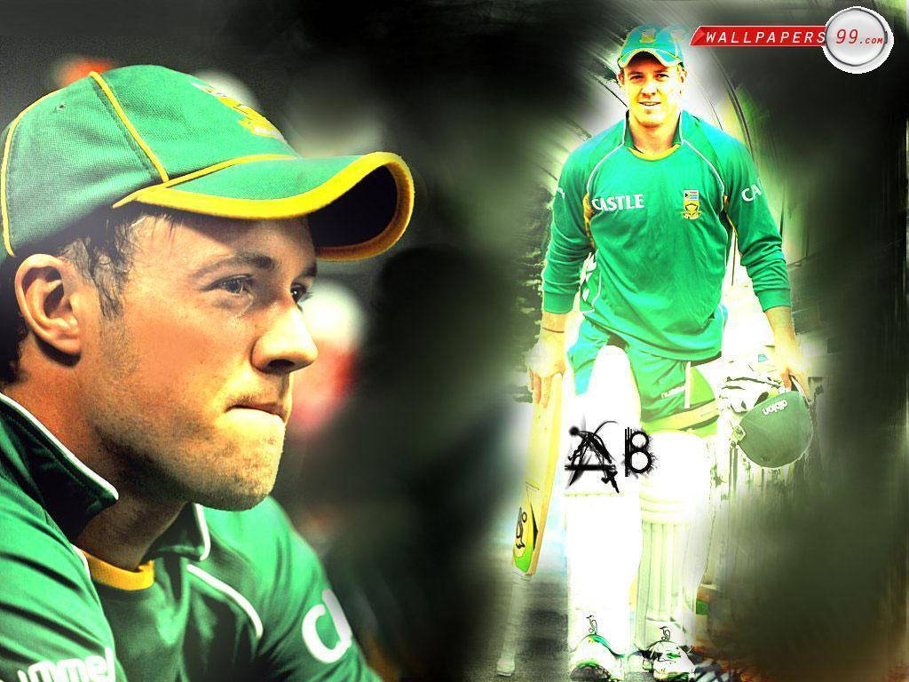 AB de Villiers, green uniform, dual portrait style, SD Desktop Wallpaper