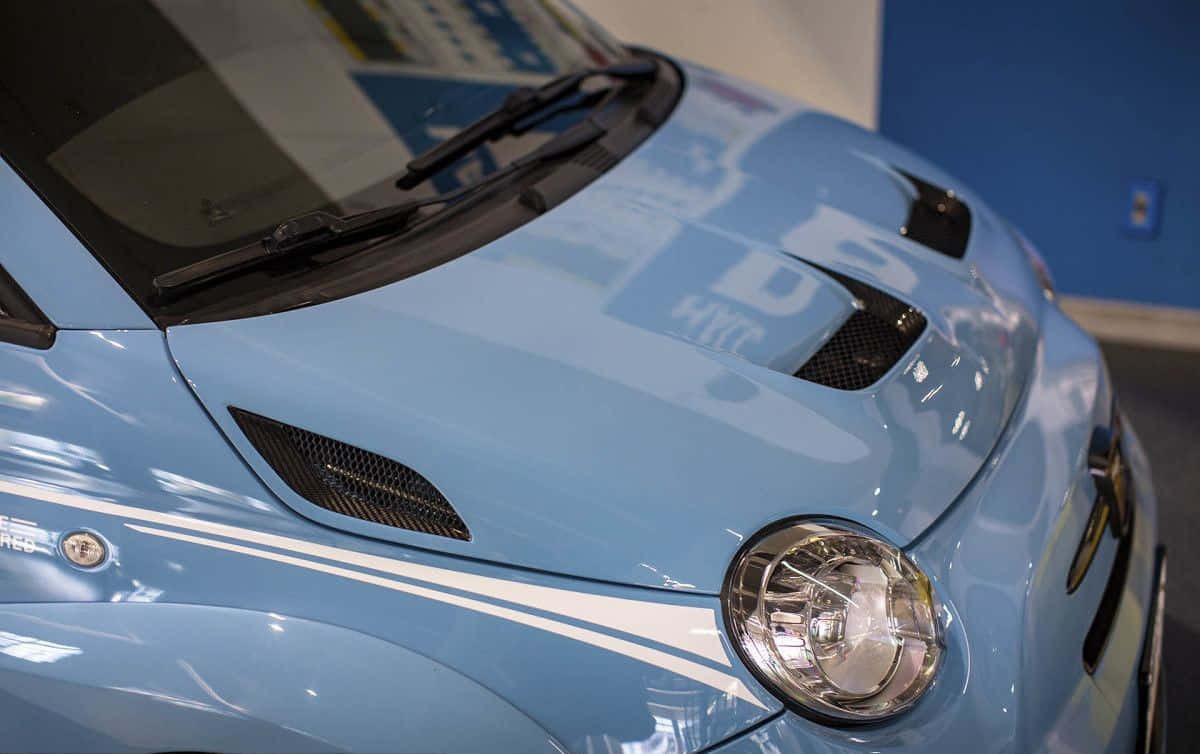 Abarth 595, light blue, glossy, SD Desktop Wallpaper