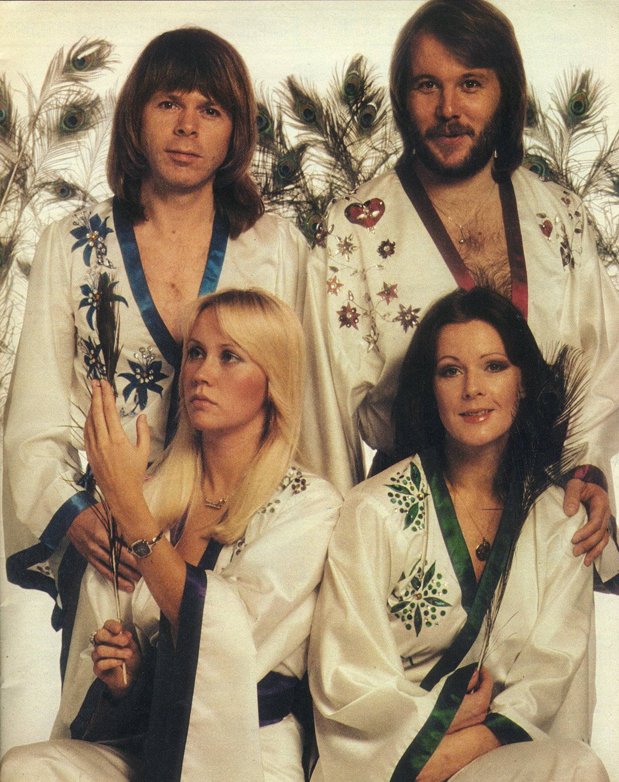 ABBA, white kimono, 1970s musicians, HD Phone Wallpaper