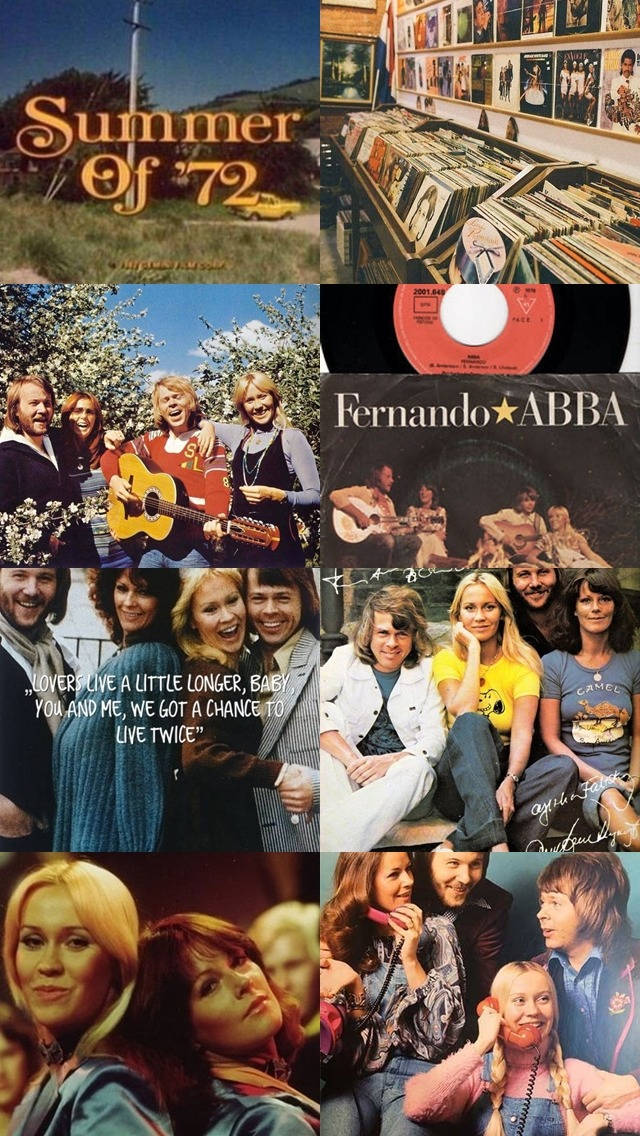 ABBA, 1970s, record store shelves, SD Phone Wallpaper