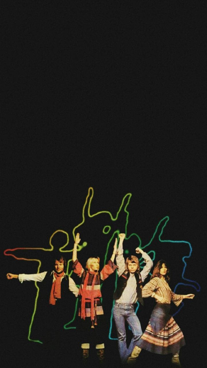 ABBA, 80s attire, neon outlines, HD Phone Wallpaper