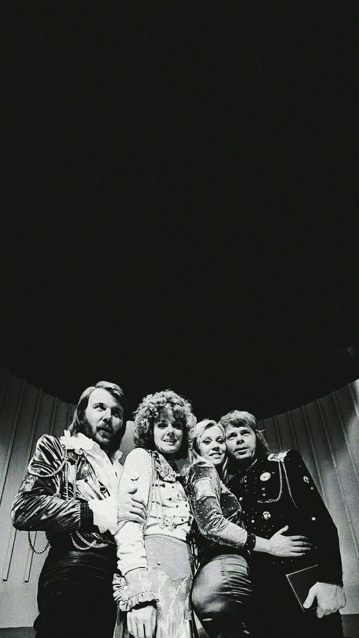 ABBA, black and white, ornate costumes, HD Phone Wallpaper