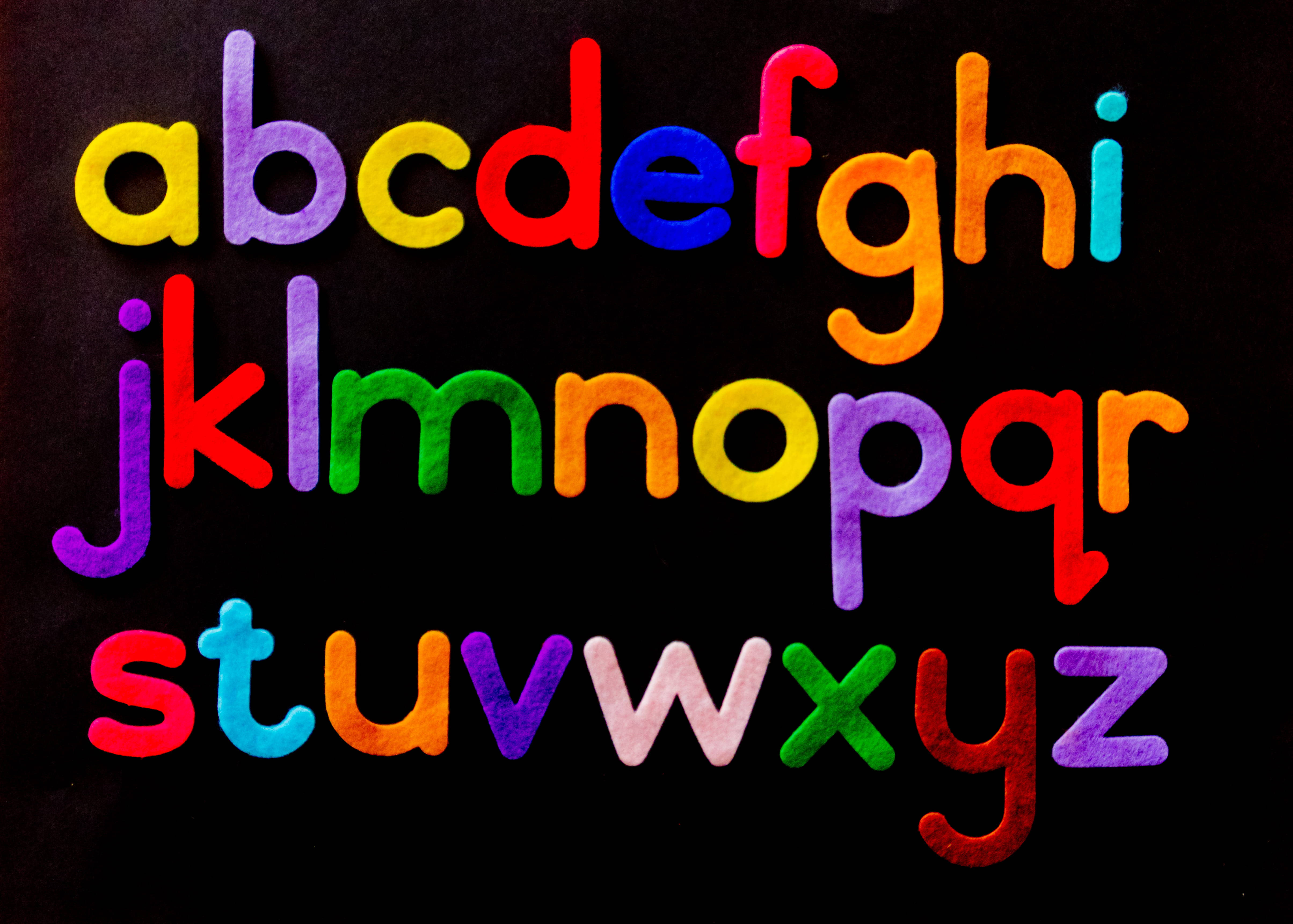 Abc, rainbow-colored, alphabet letters, 4K Desktop Wallpaper
