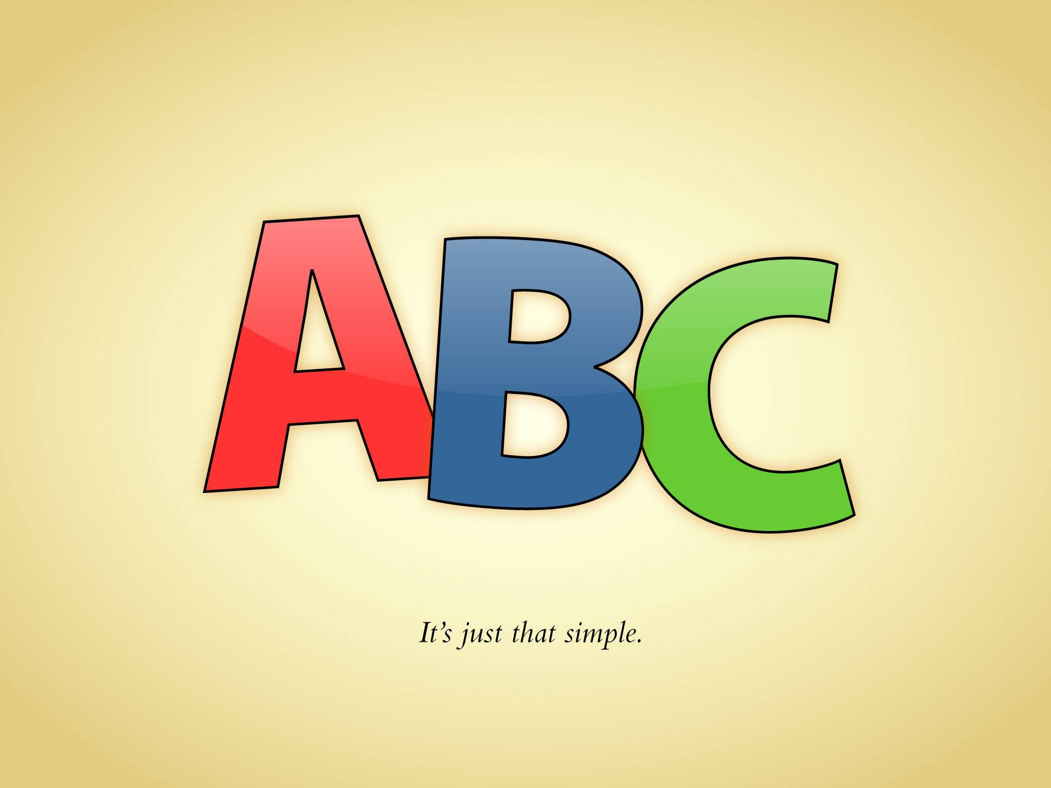 ABC, glow, soft yellow gradient background, Full HD Desktop Wallpaper