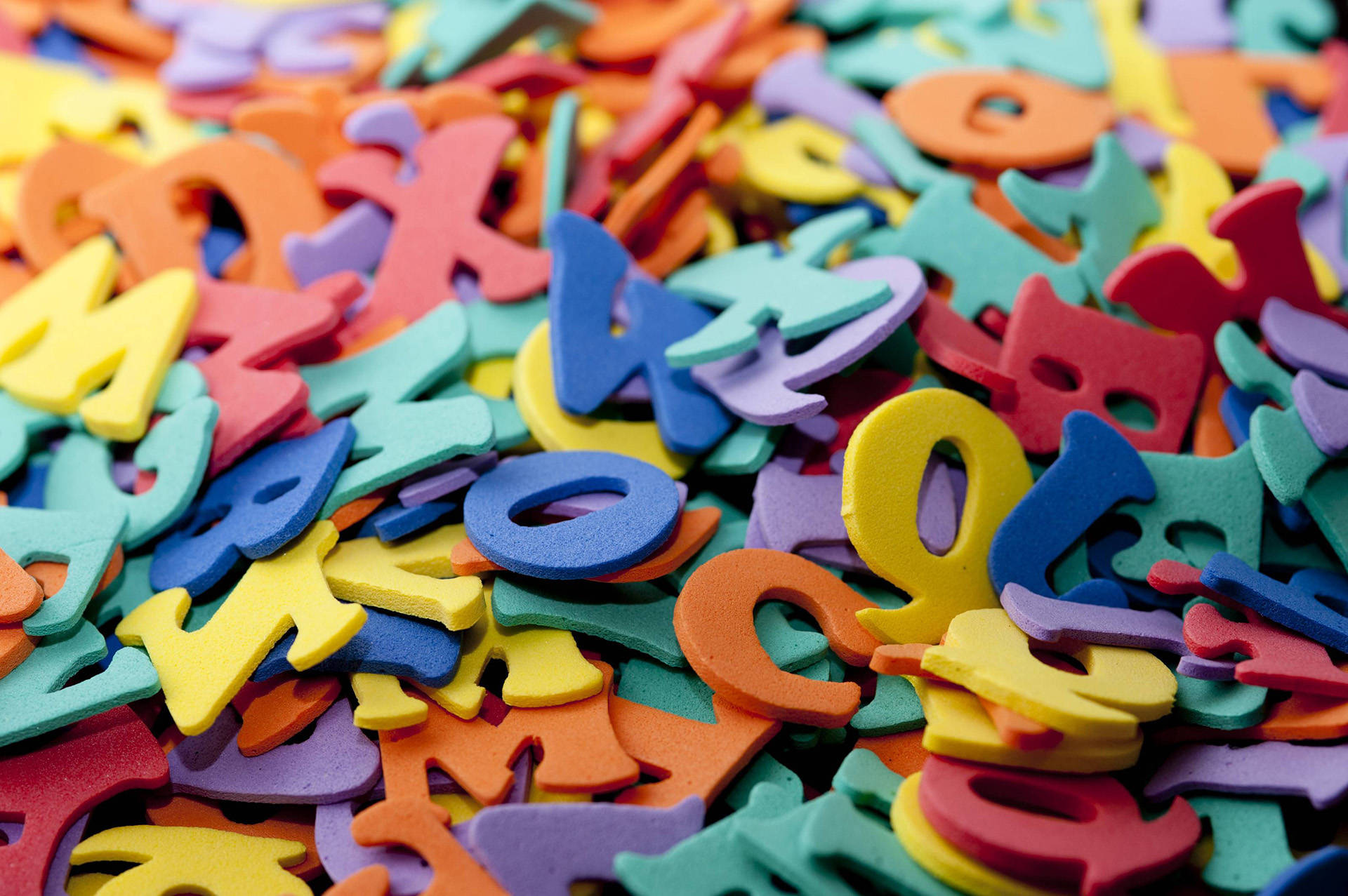 abc letters, foam alphabet letters, bright hues, Full HD Desktop Wallpaper