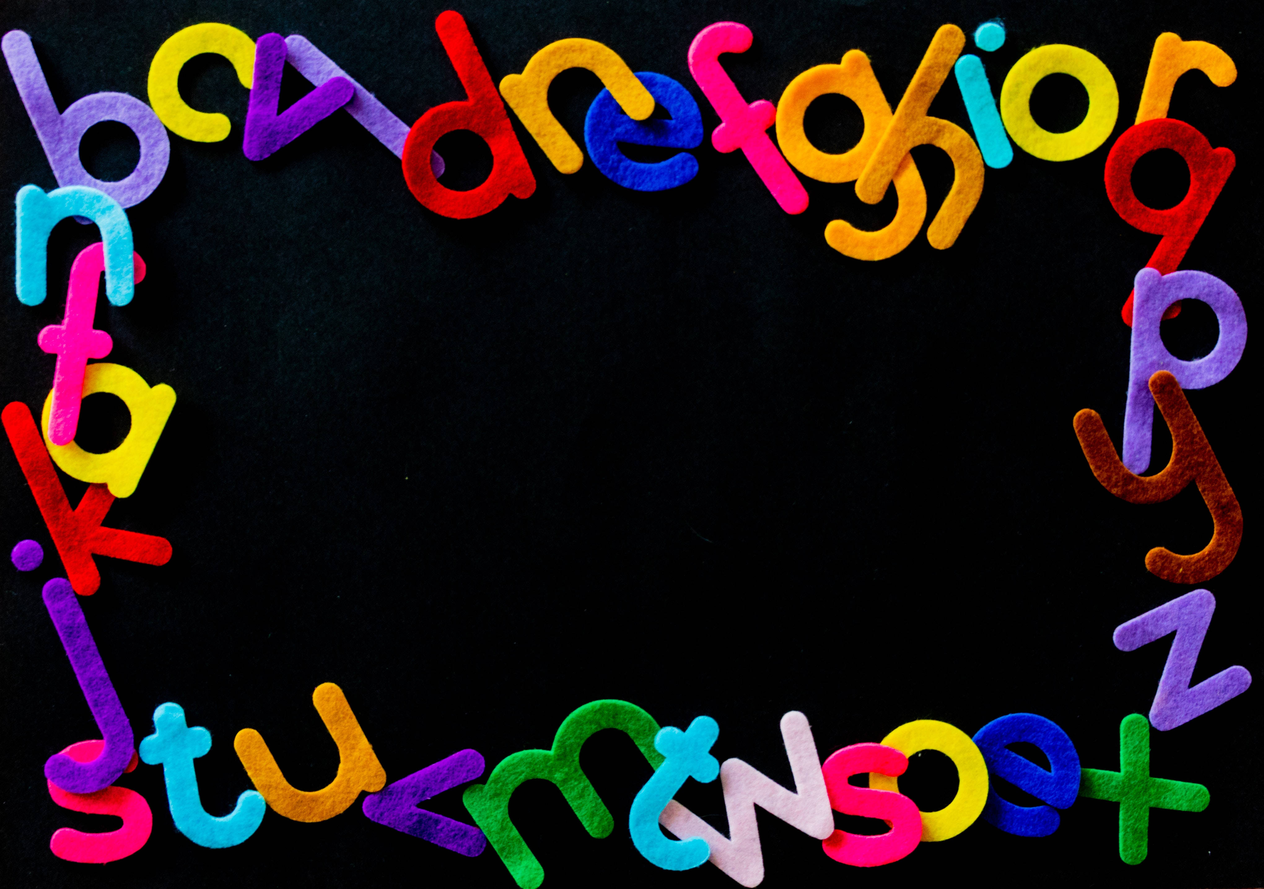 Abc, colorful felt alphabet letters, vibrant border, 4K Desktop Wallpaper