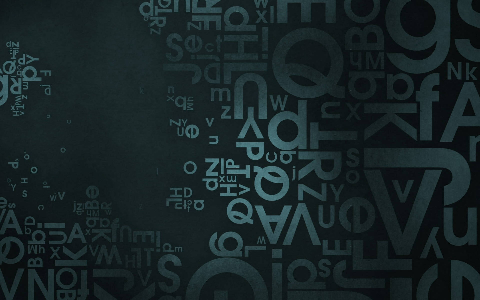 Abc, monochrome letters, dark teal textured background, Full HD Desktop Wallpaper