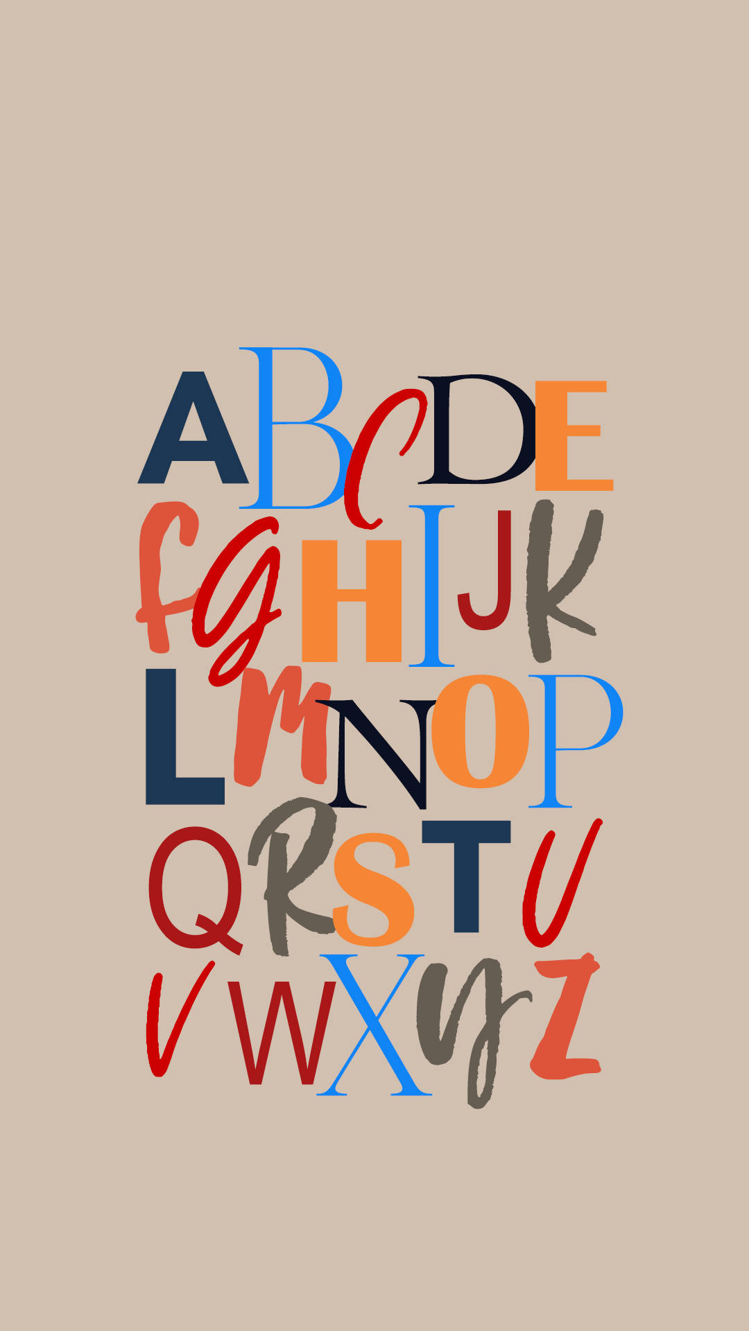 Abc, alphabet collage, mixed-case letters, Full HD Phone Wallpaper