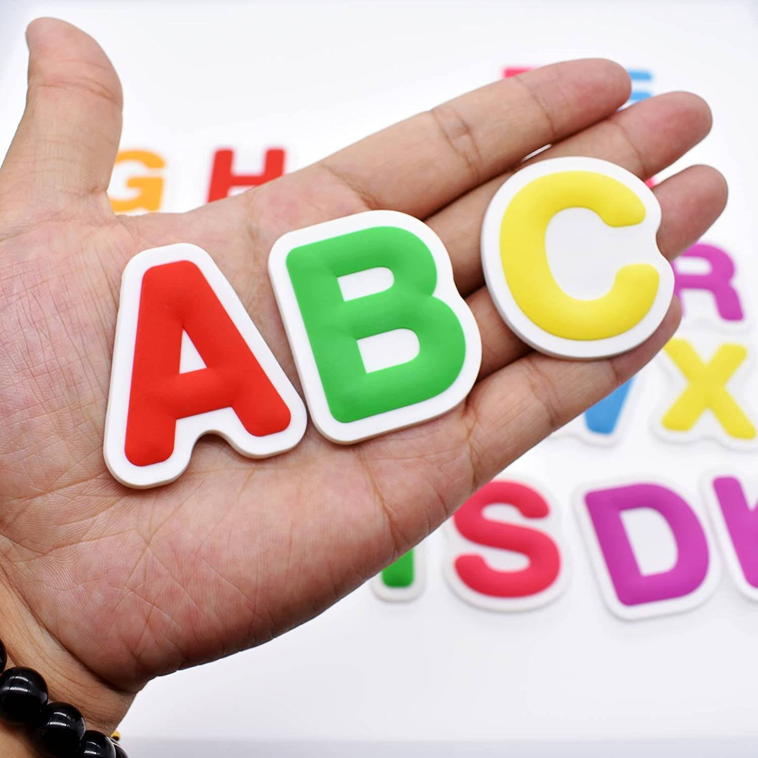 ABC, colorful 3D alphabet letters, white surface, HD Desktop Wallpaper