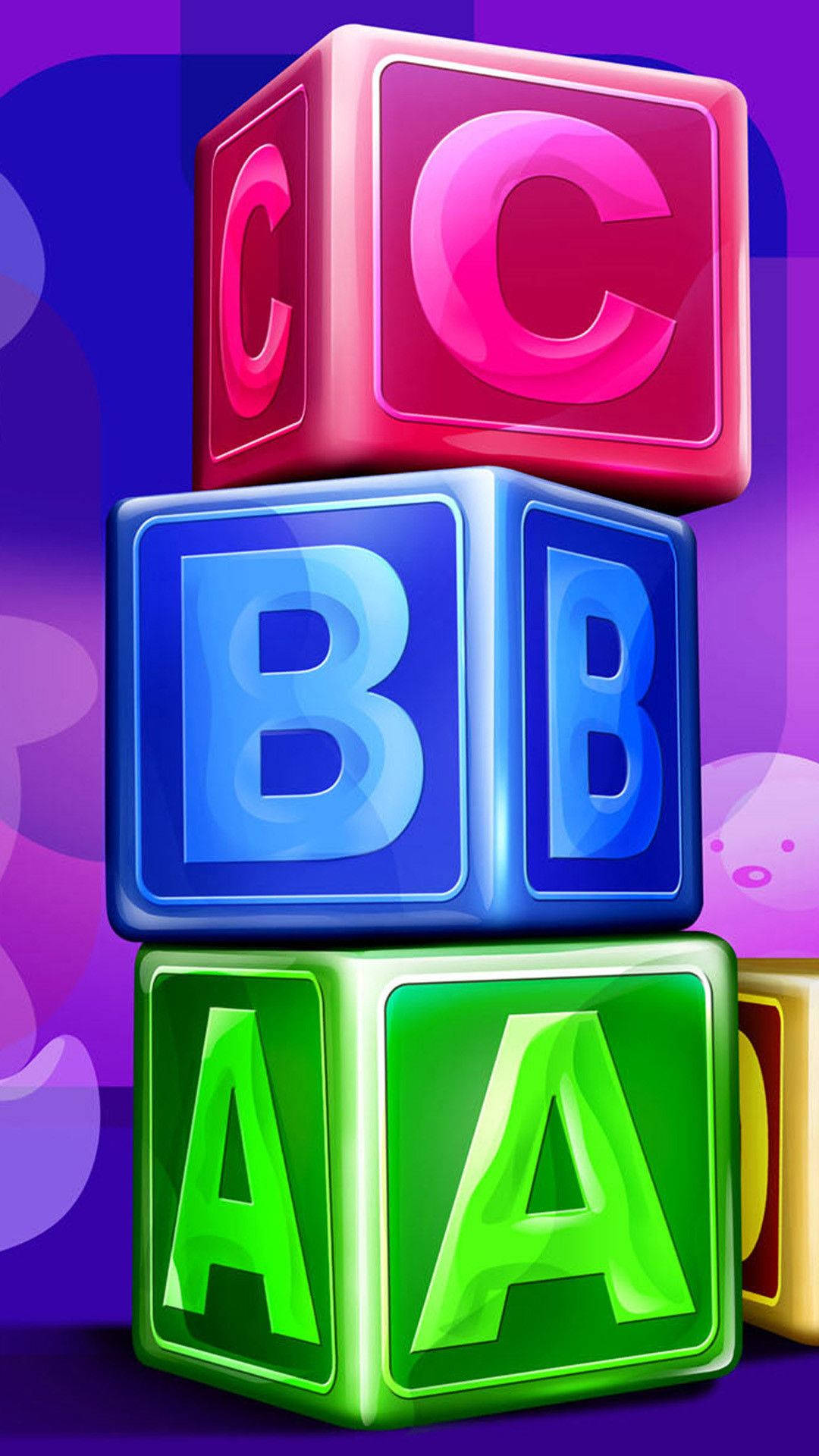 Abc, neon blocks, vibrant colors, Full HD Phone Wallpaper