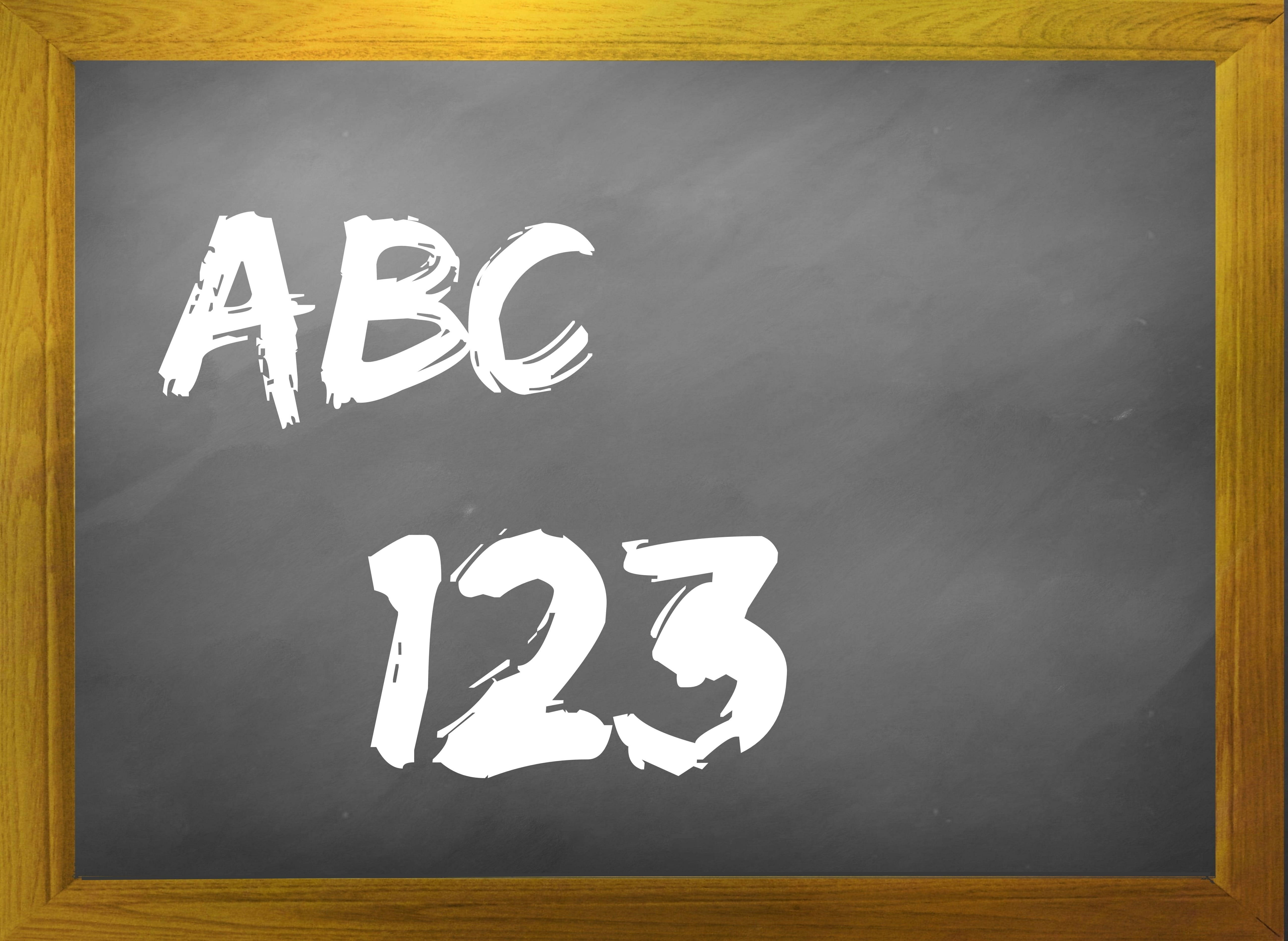 ABC Letters, blackboard, wooden frame, 5K Desktop Wallpaper