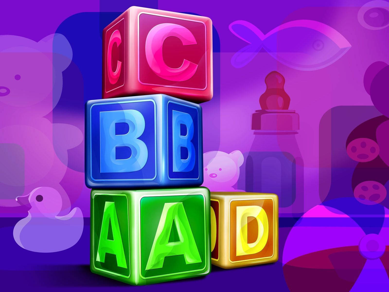 ABC letters, neon colours, glossy alphabet blocks, HD Desktop Wallpaper