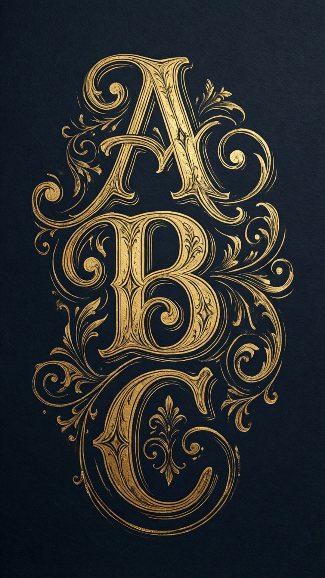 vintage gold, A B and C, swirling flourishes, Full HD Phone Wallpaper