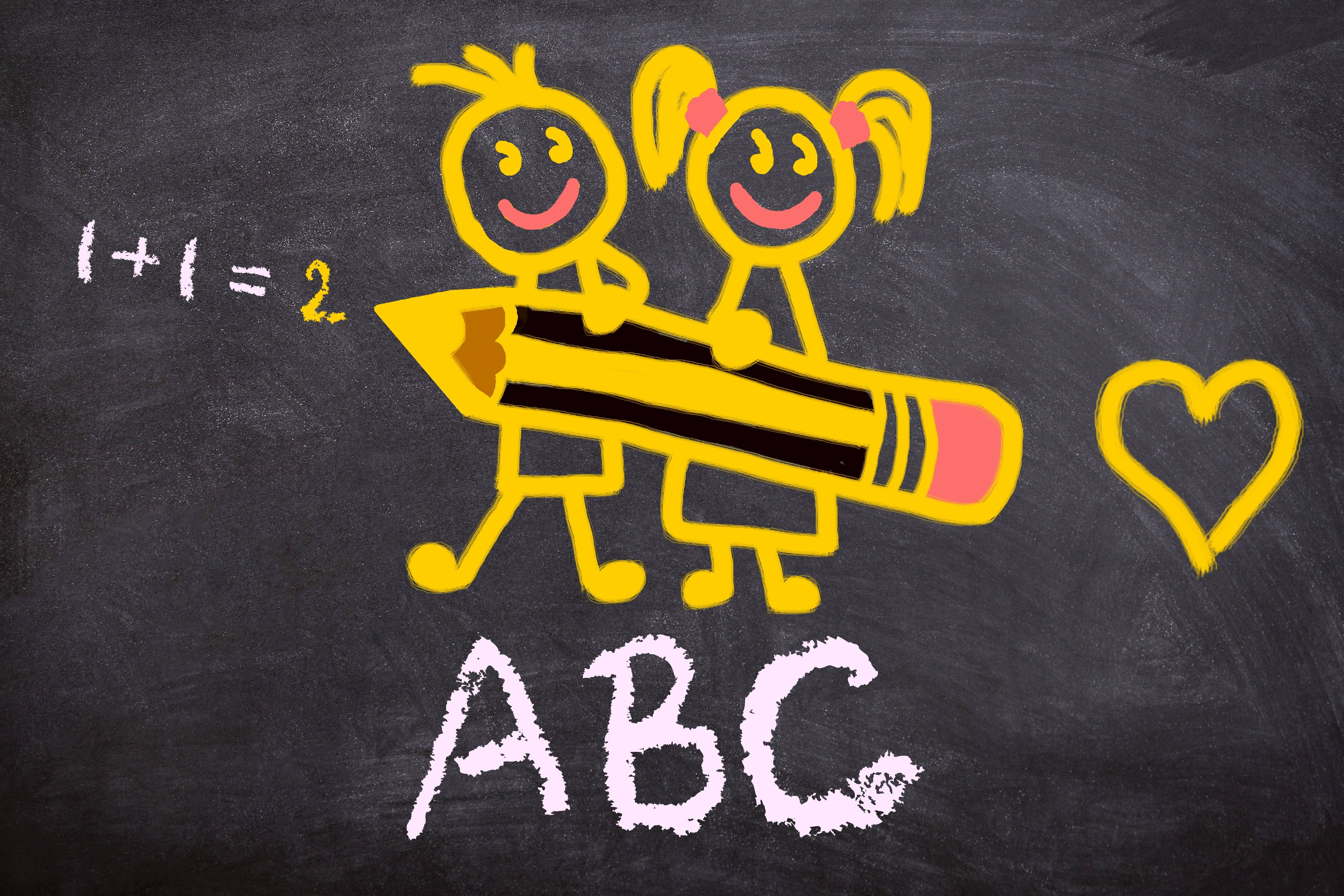 white chalk, doodle art, ABC, 4K Desktop Wallpaper