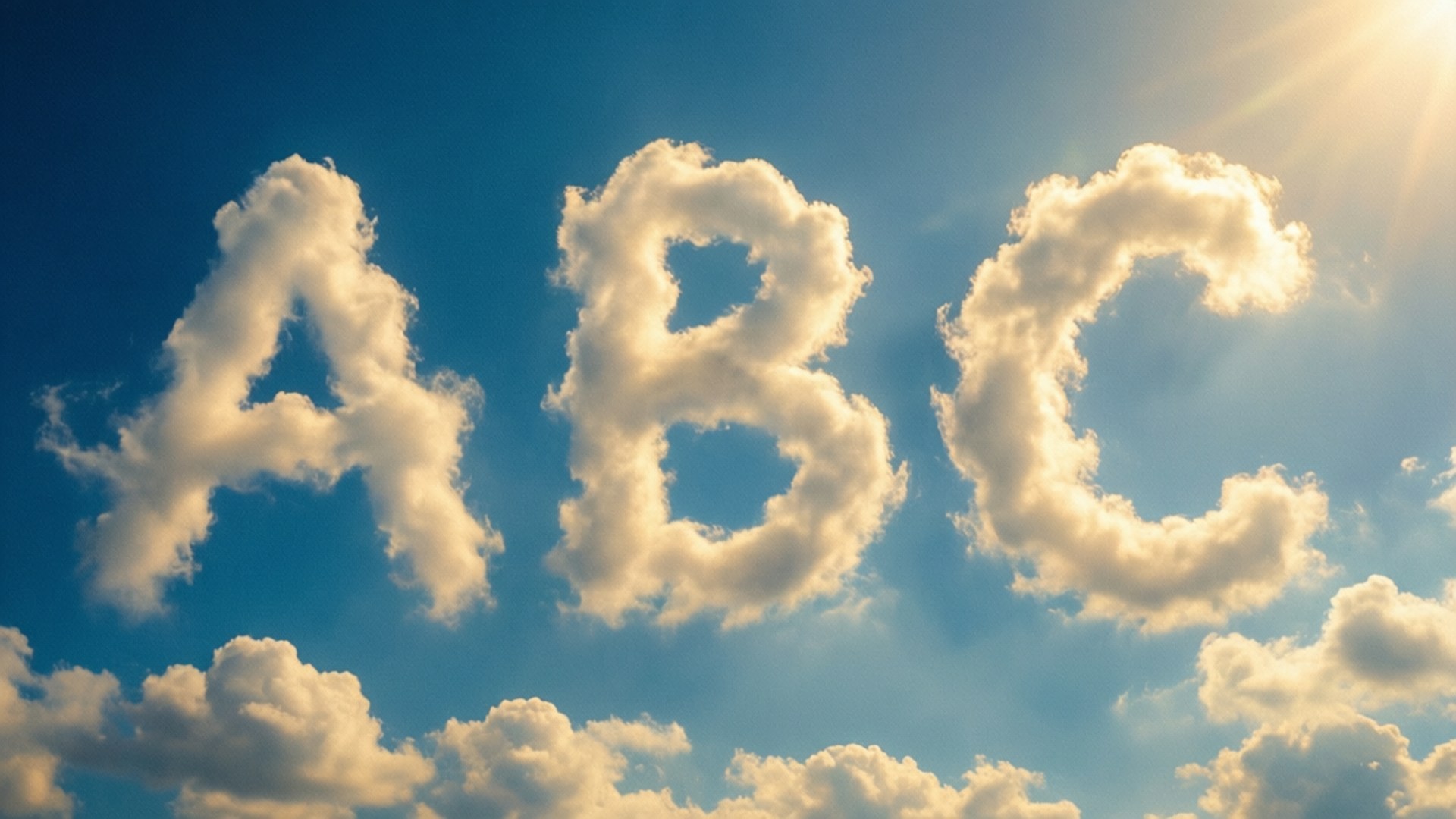 ABC, cloud formations, bright blue sky, Full HD Desktop Wallpaper