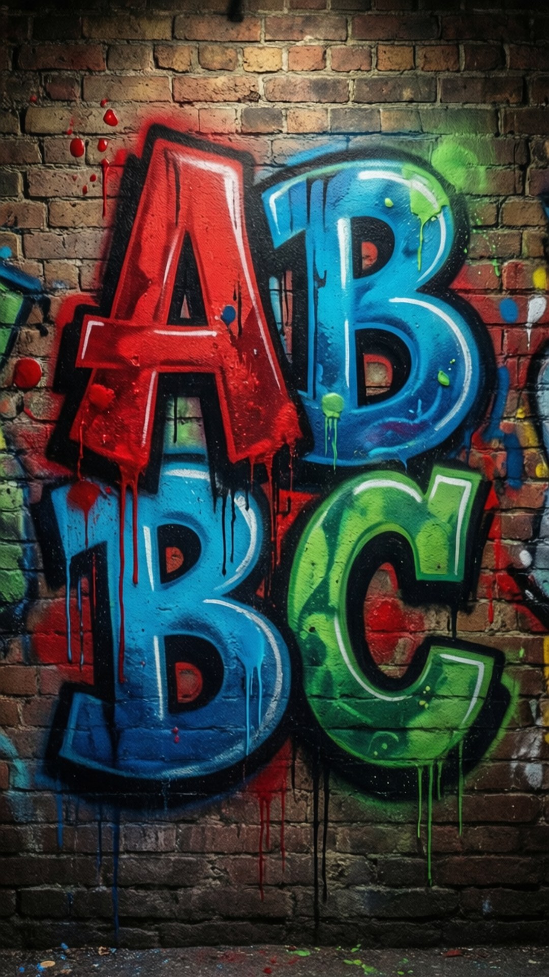 ABC, graffiti, red, Full HD Phone Wallpaper