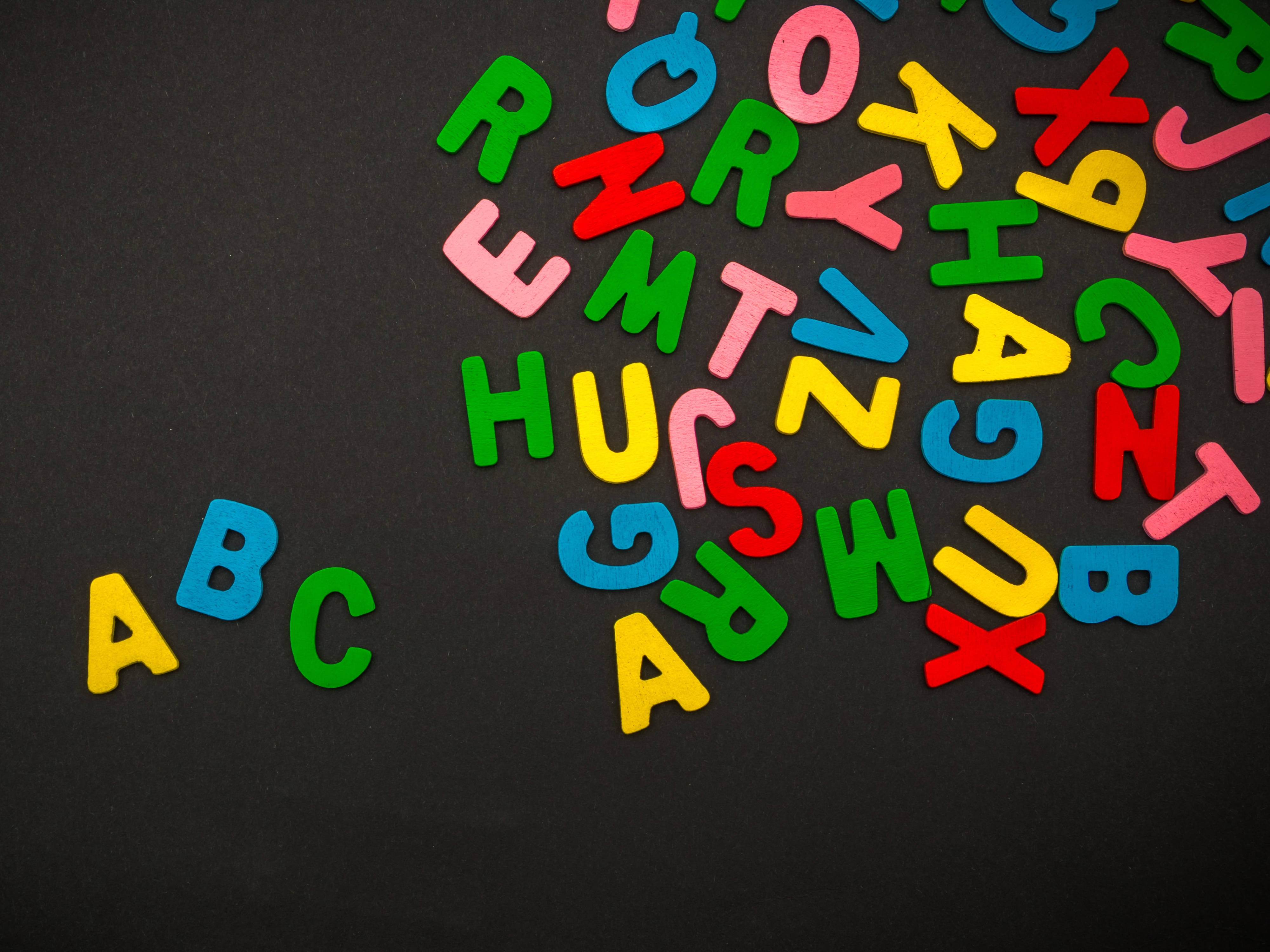 ABC, magnetic letters, vibrant colorful, 4K Desktop Wallpaper