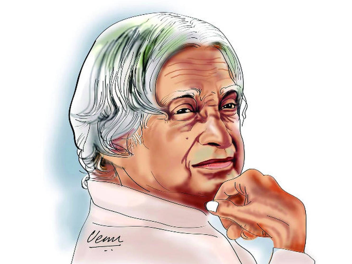 Abdul Kalam, white hair, thoughtful expression, HD Desktop Wallpaper