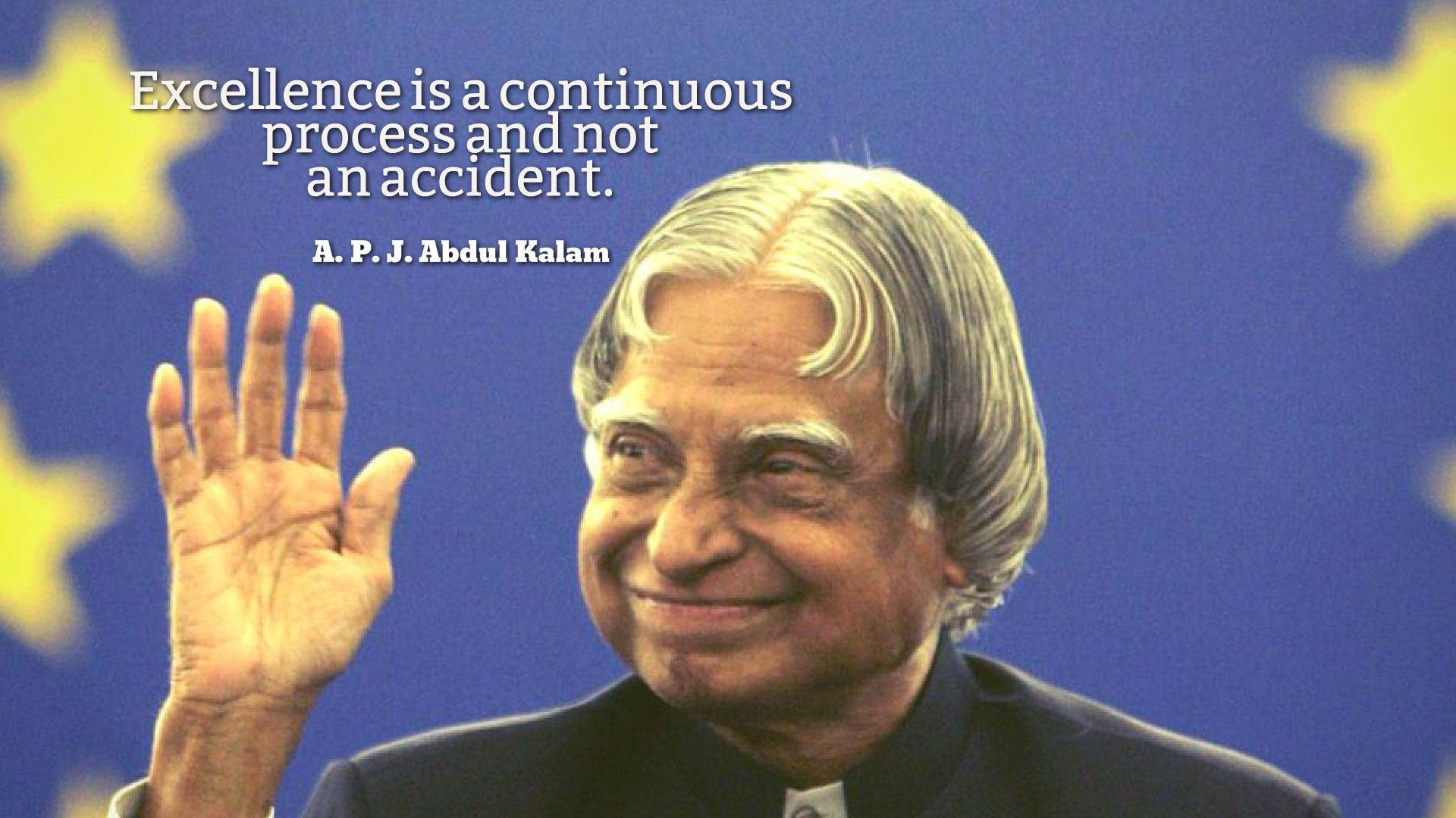 A.P.J. Abdul Kalam, blue background, yellow stars, Full HD Desktop Wallpaper