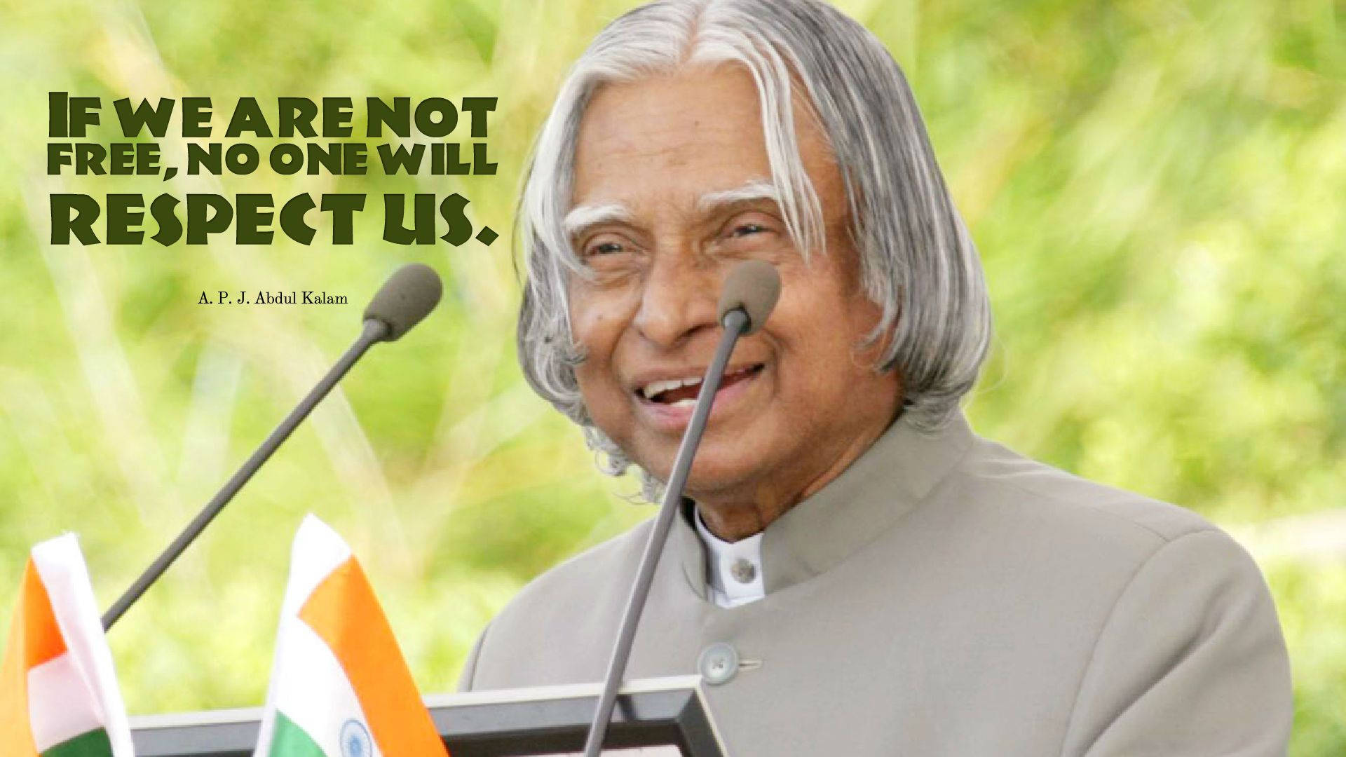 A.P.J. Abdul Kalam, Indian flags, podium, Full HD Desktop Wallpaper