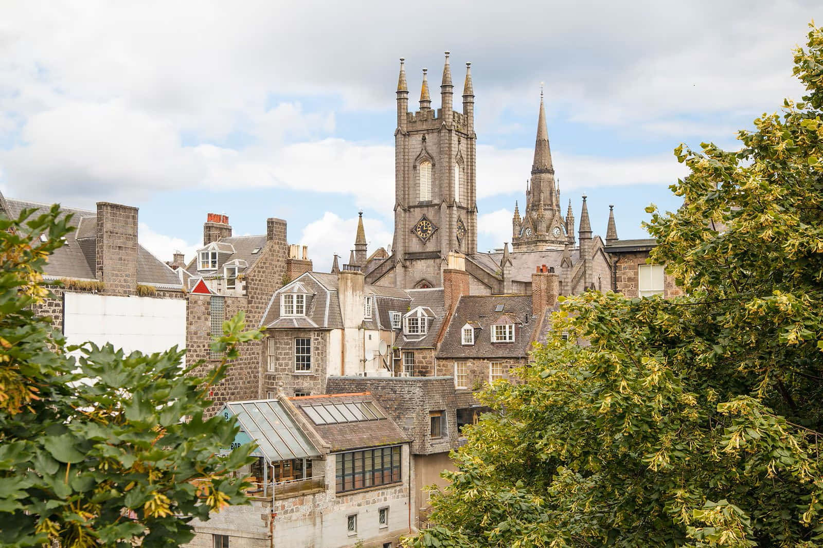 Aberdeen, historic stone cathedral, spires, HD Desktop Wallpaper