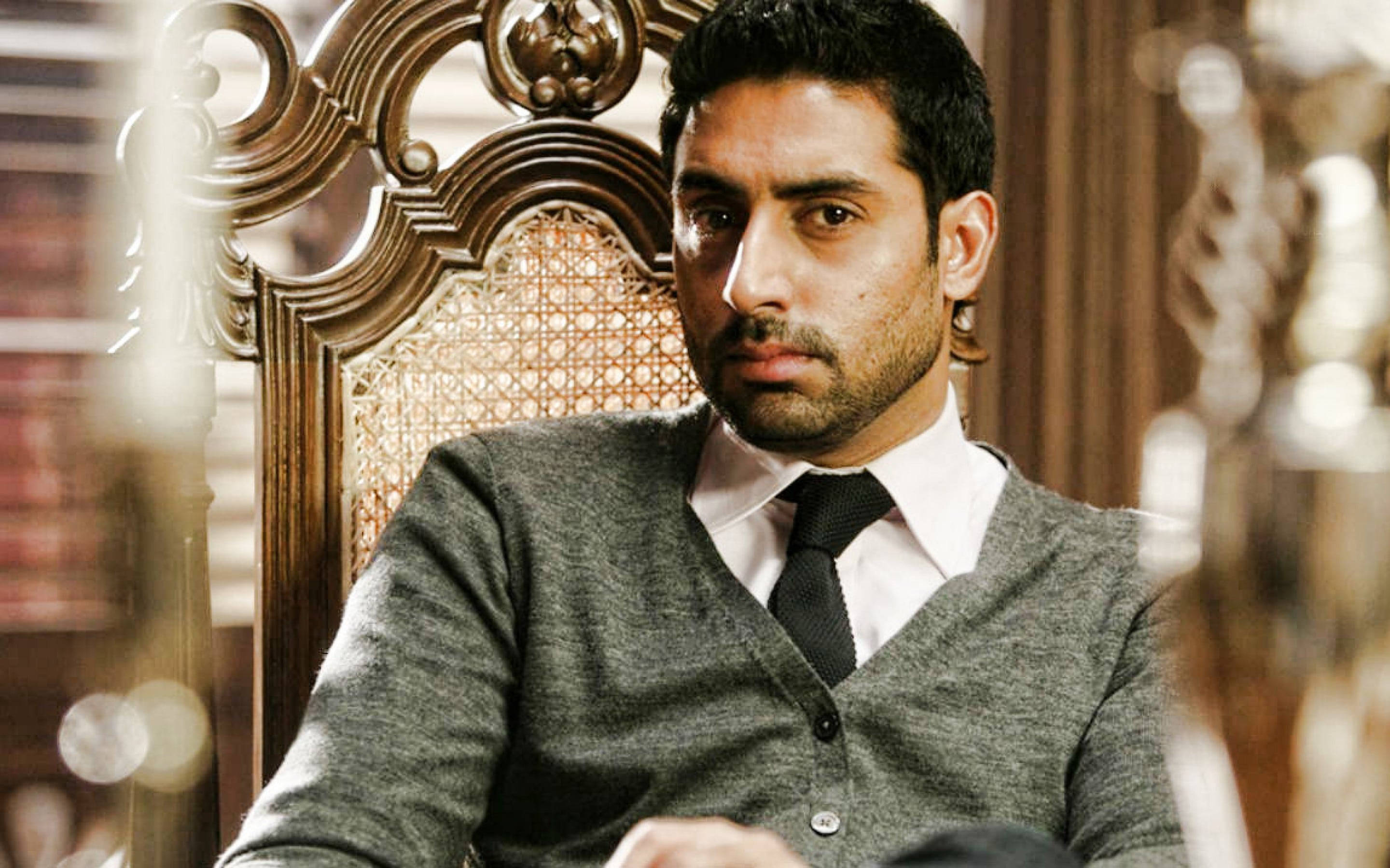 Abhishek Bachchan, grey cardigan, tie, 2K Desktop Wallpaper