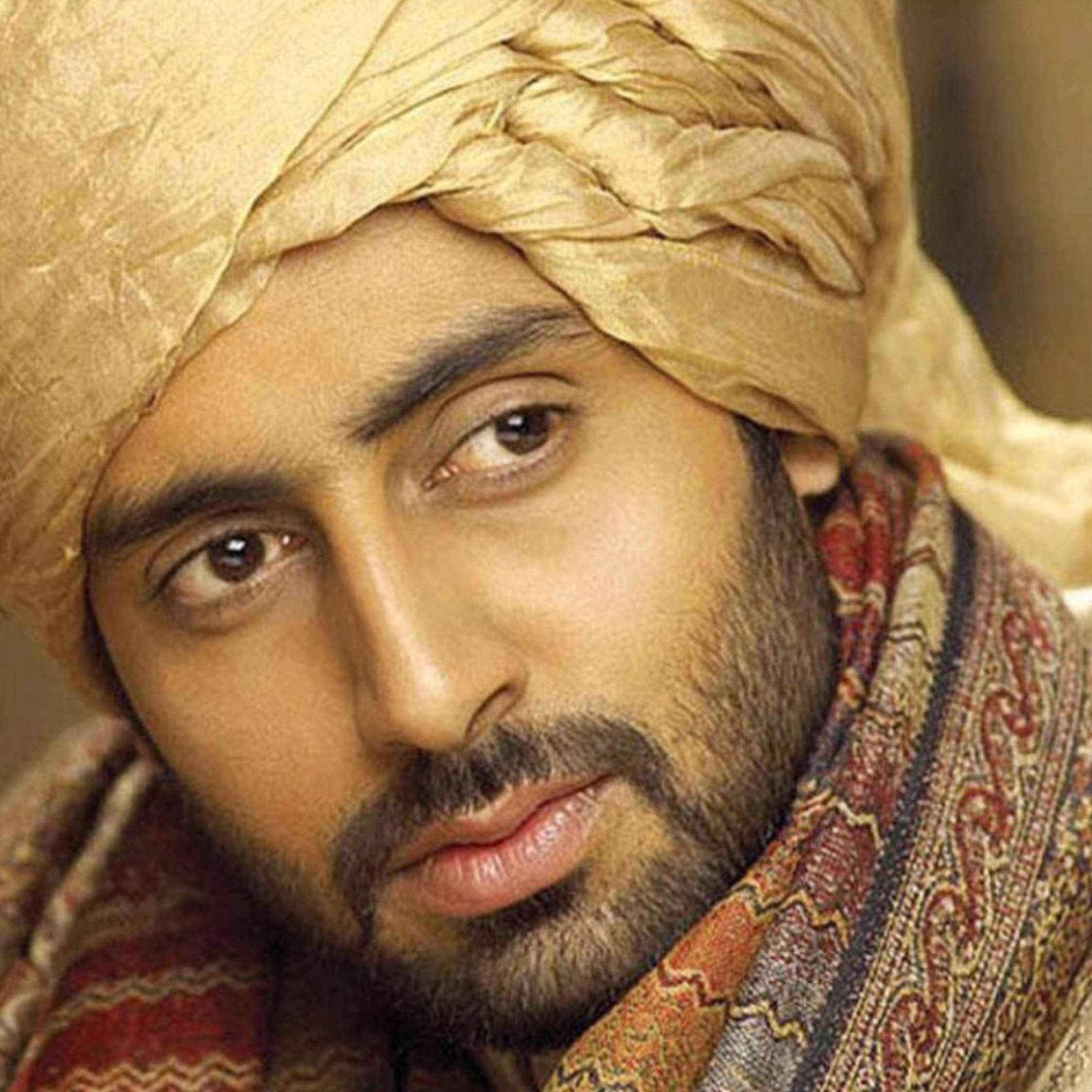 Abhishek Bachchan, golden turban, patterned scarf, Full HD Desktop Wallpaper