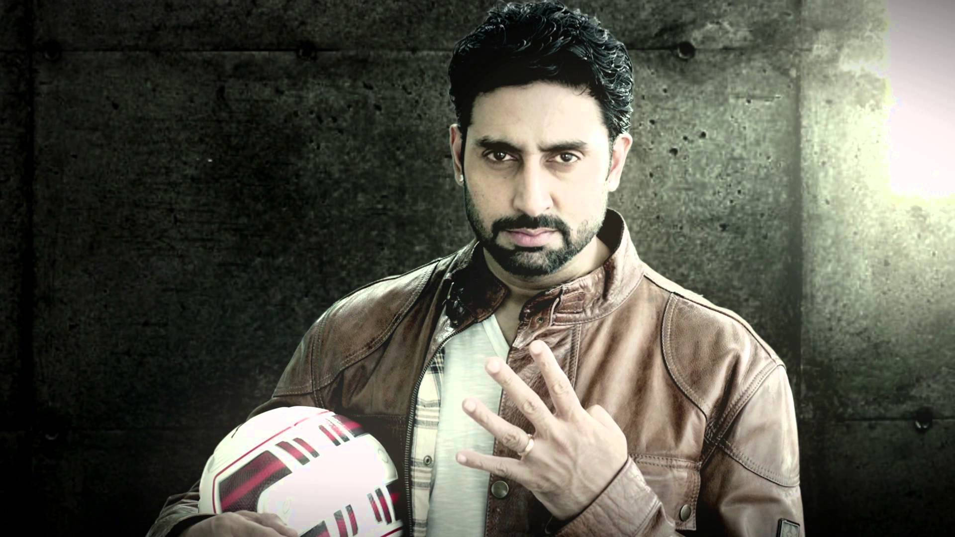 Abhishek Bachchan, brown leather jacket, soccer ball, Full HD Desktop Wallpaper