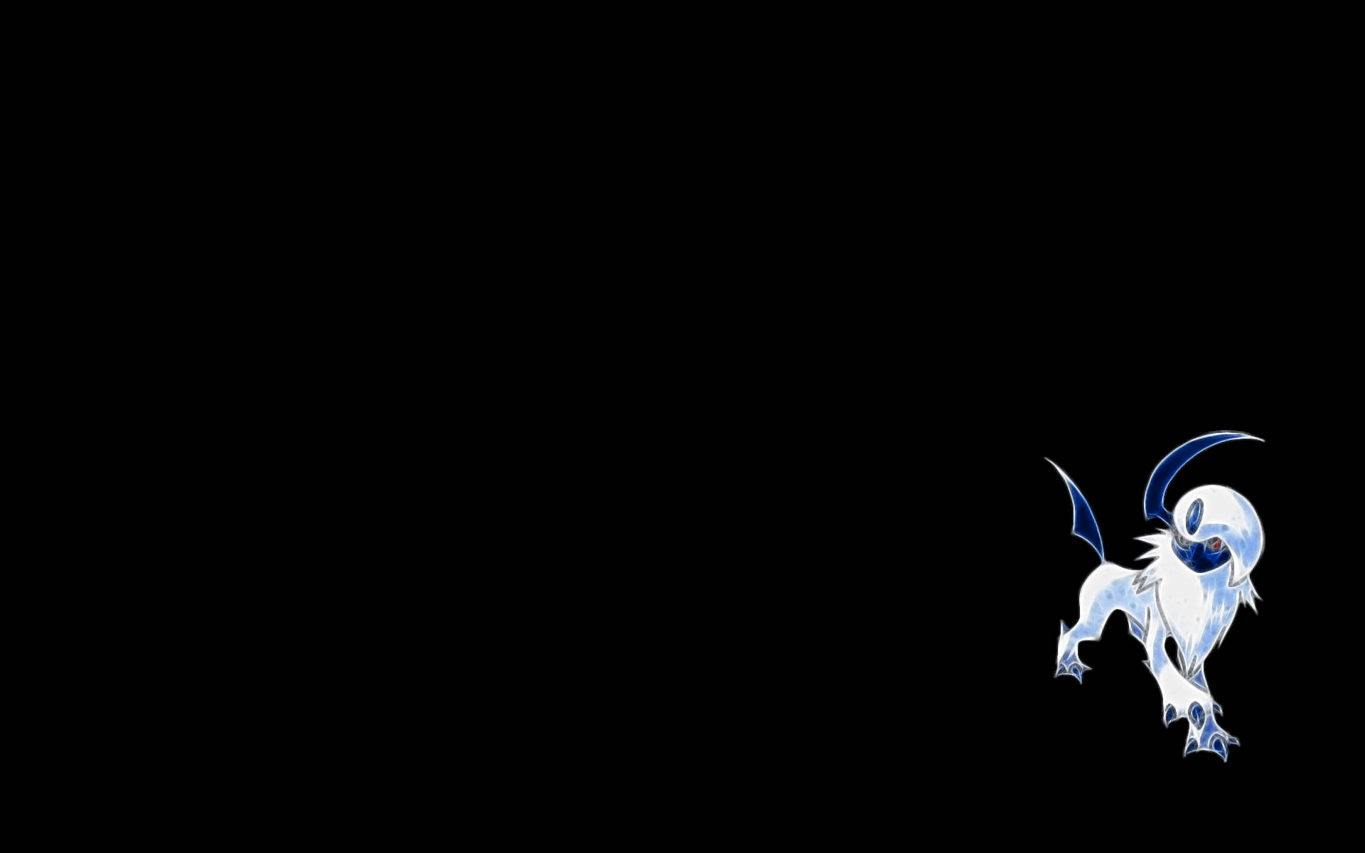 Absol, glowing blue, white anime-style creature, Full HD Desktop Wallpaper