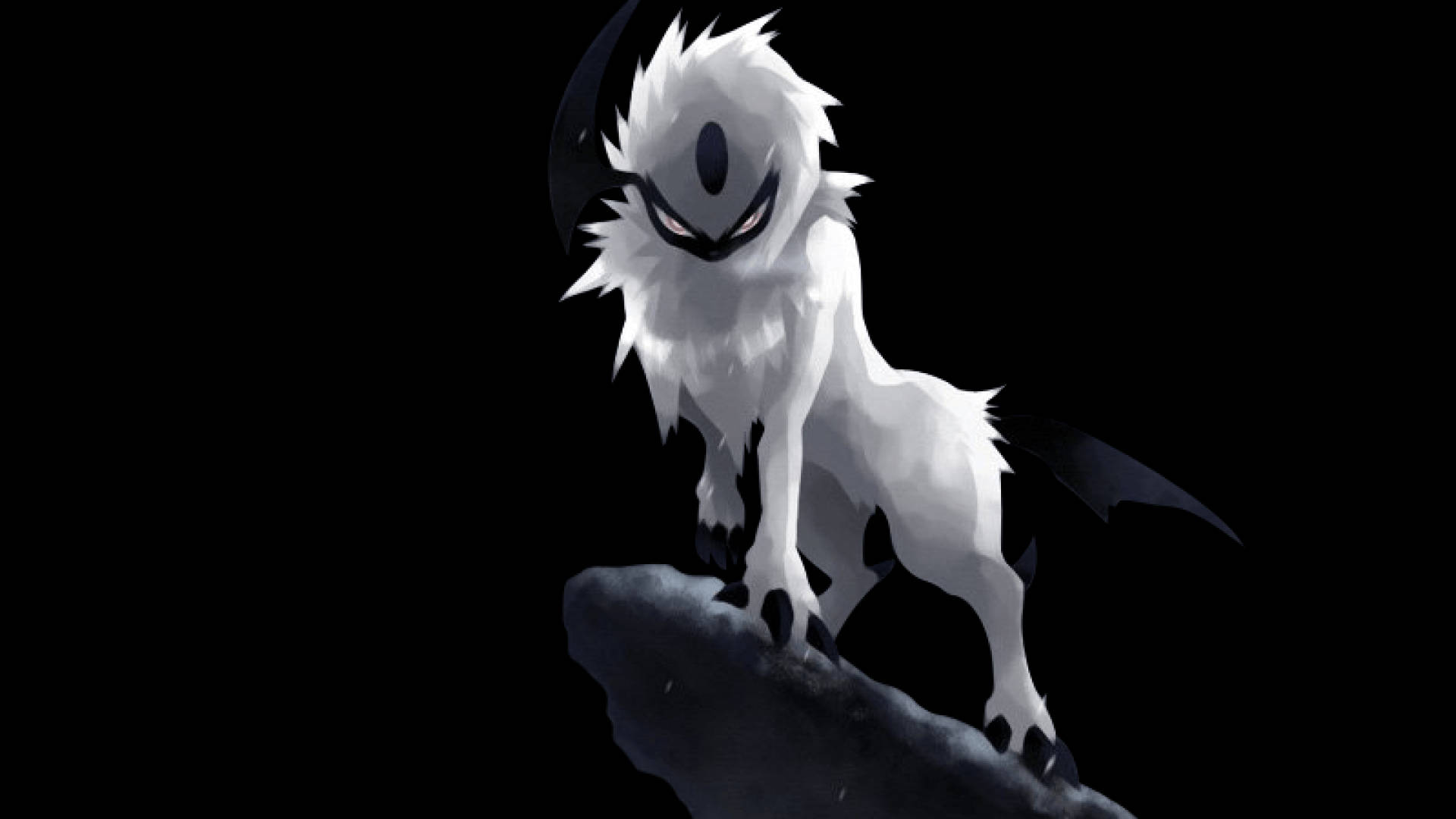 Absol, glaring, cliff top, Full HD Desktop Wallpaper