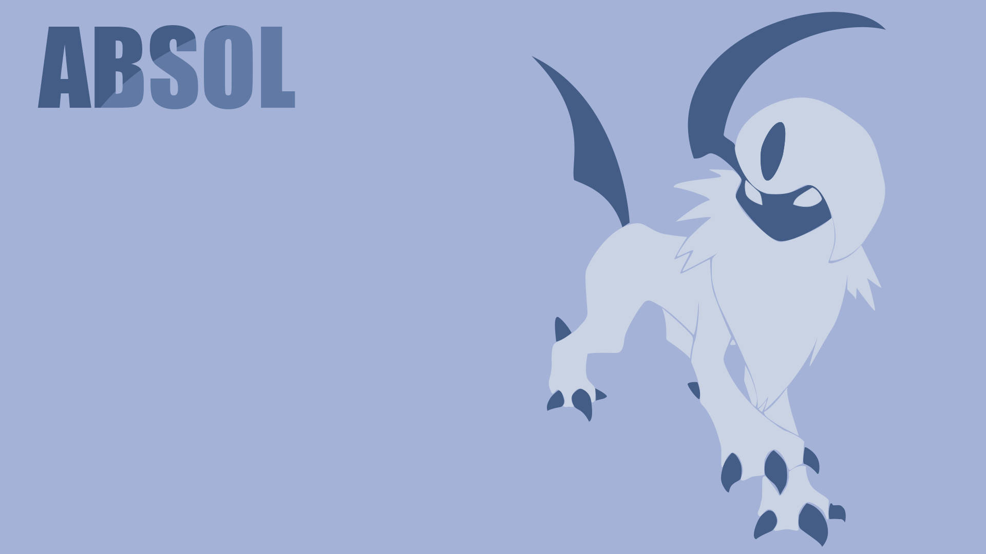 Absol, lavender, minimalist stylized, Full HD Desktop Wallpaper