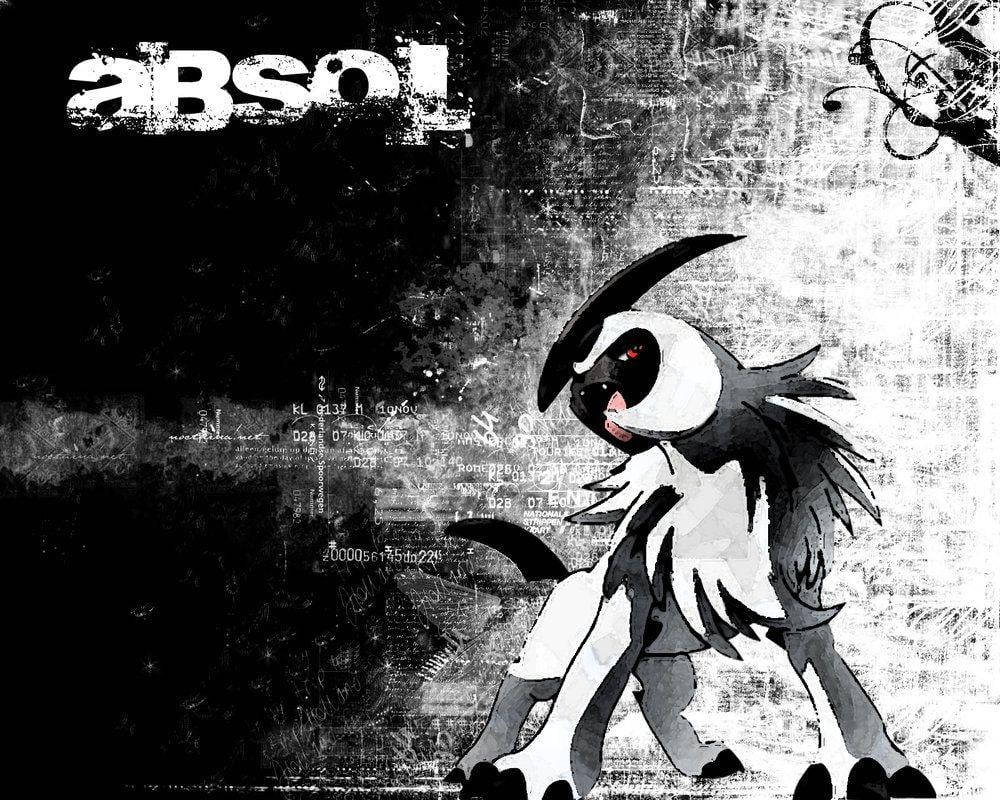 Absol, monochrome, black and white, SD Desktop Wallpaper